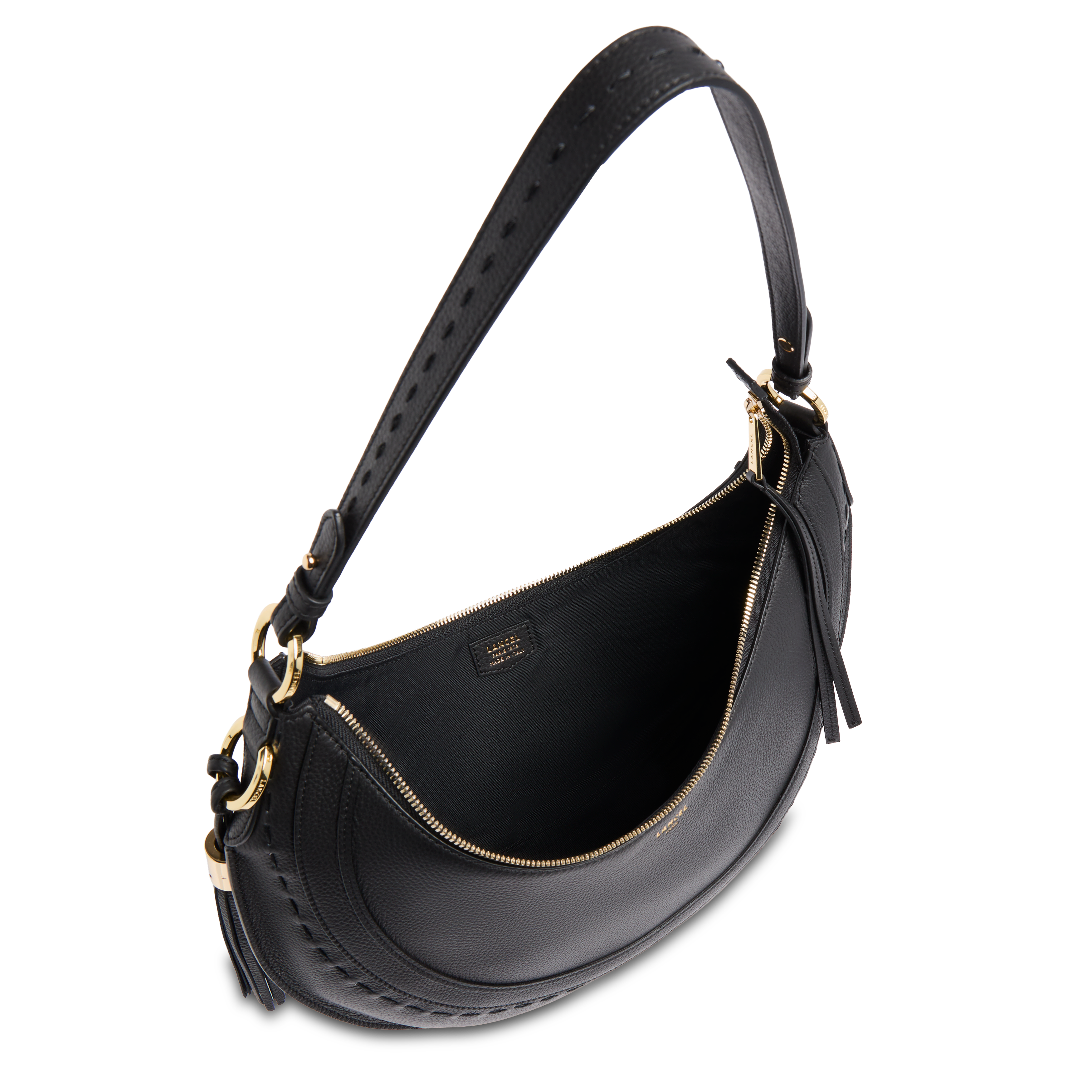 Sac hobo hoboheme de lancel en cuir de vachette graine LANCEL Noir