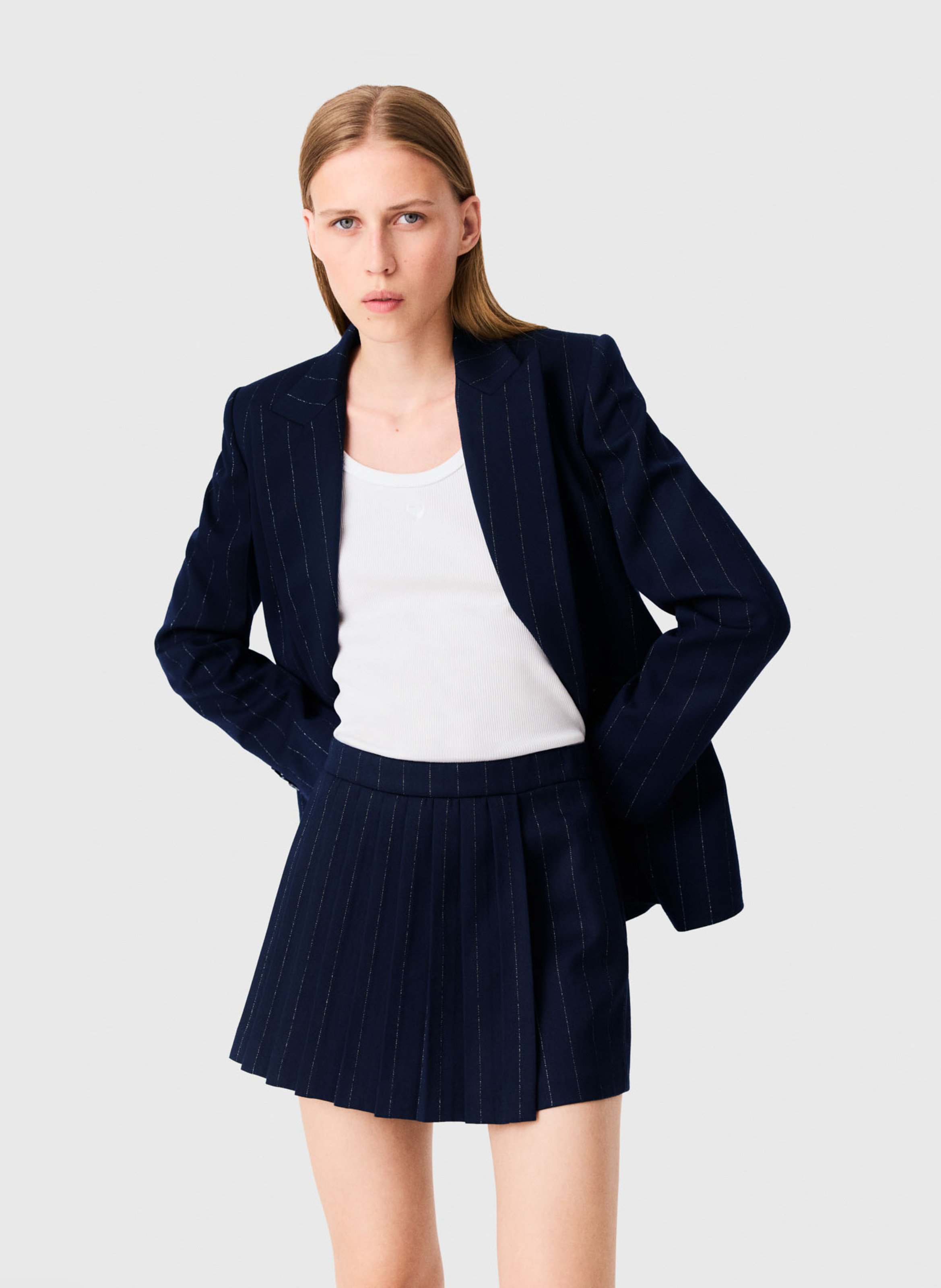 Short jupe à rayures fines MAJE Bleu