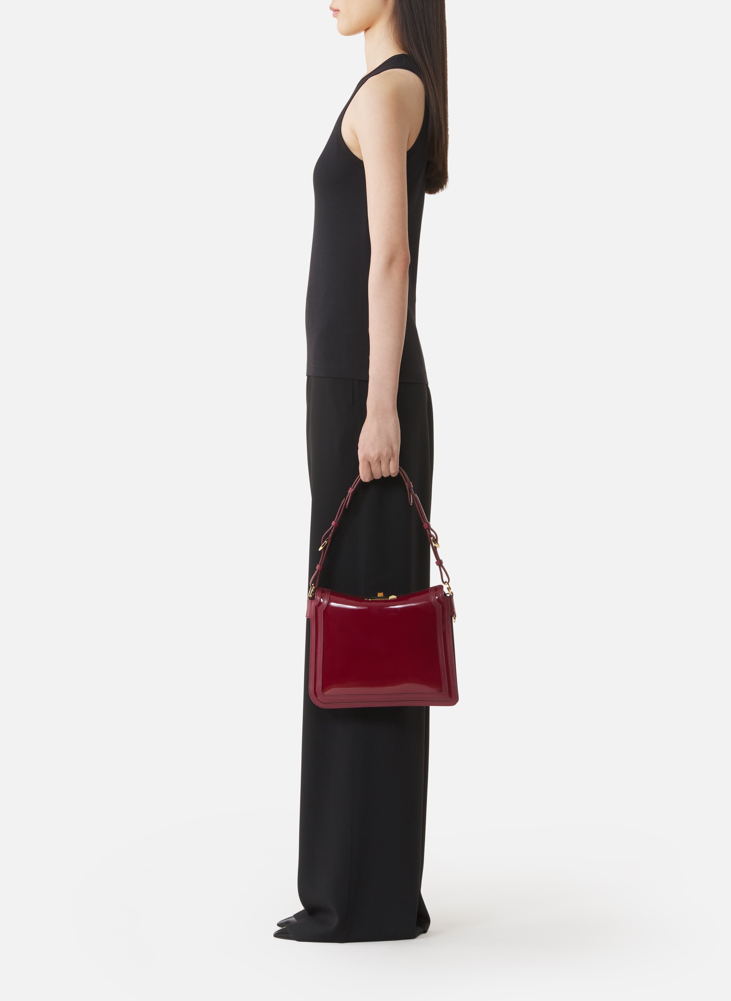Sac compagnon 20 en cuir vernis LANVIN Rouge