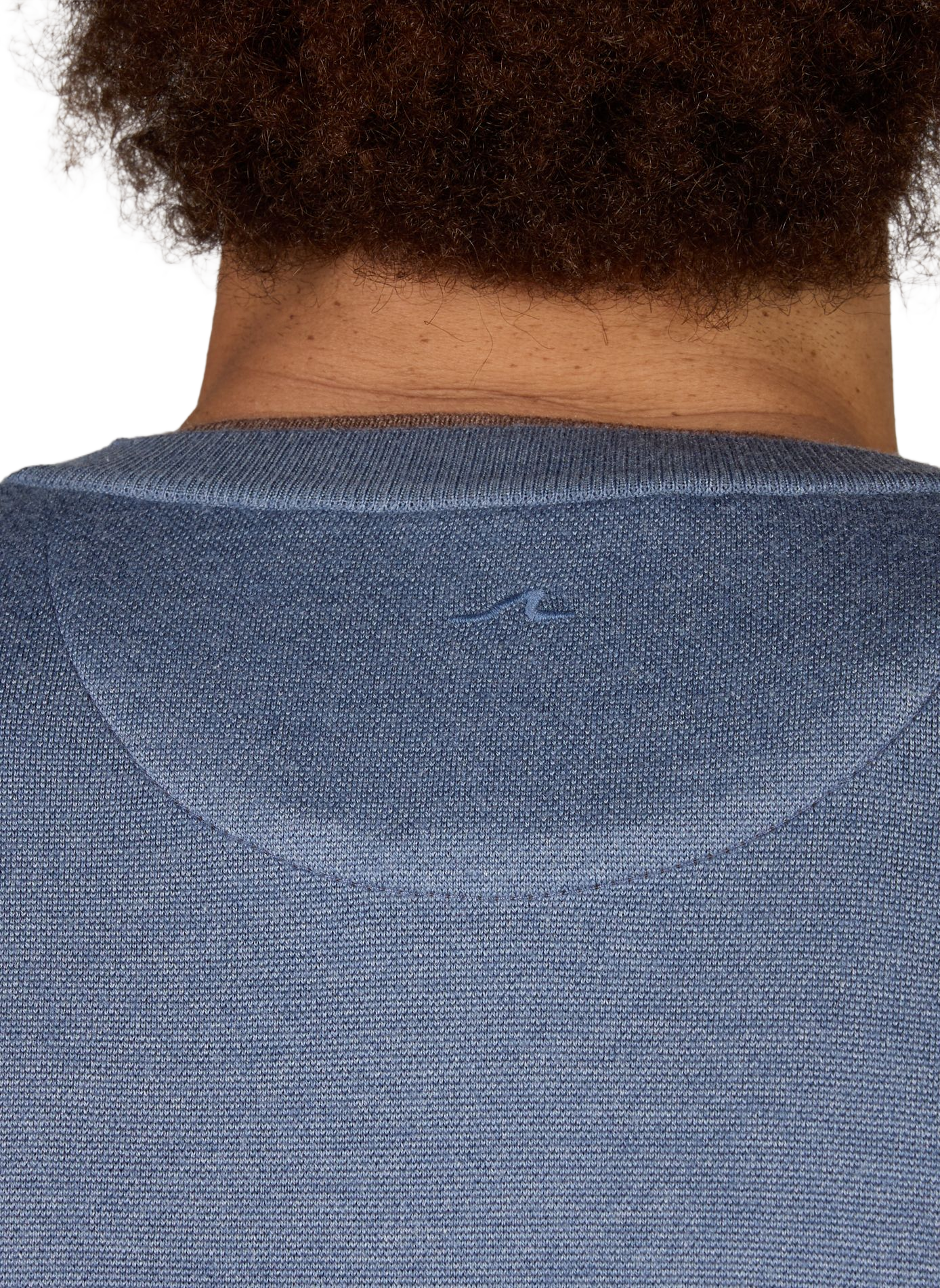 Straight-cut round neck sweater in virgin wool and silk PAUL & SHARK Blue