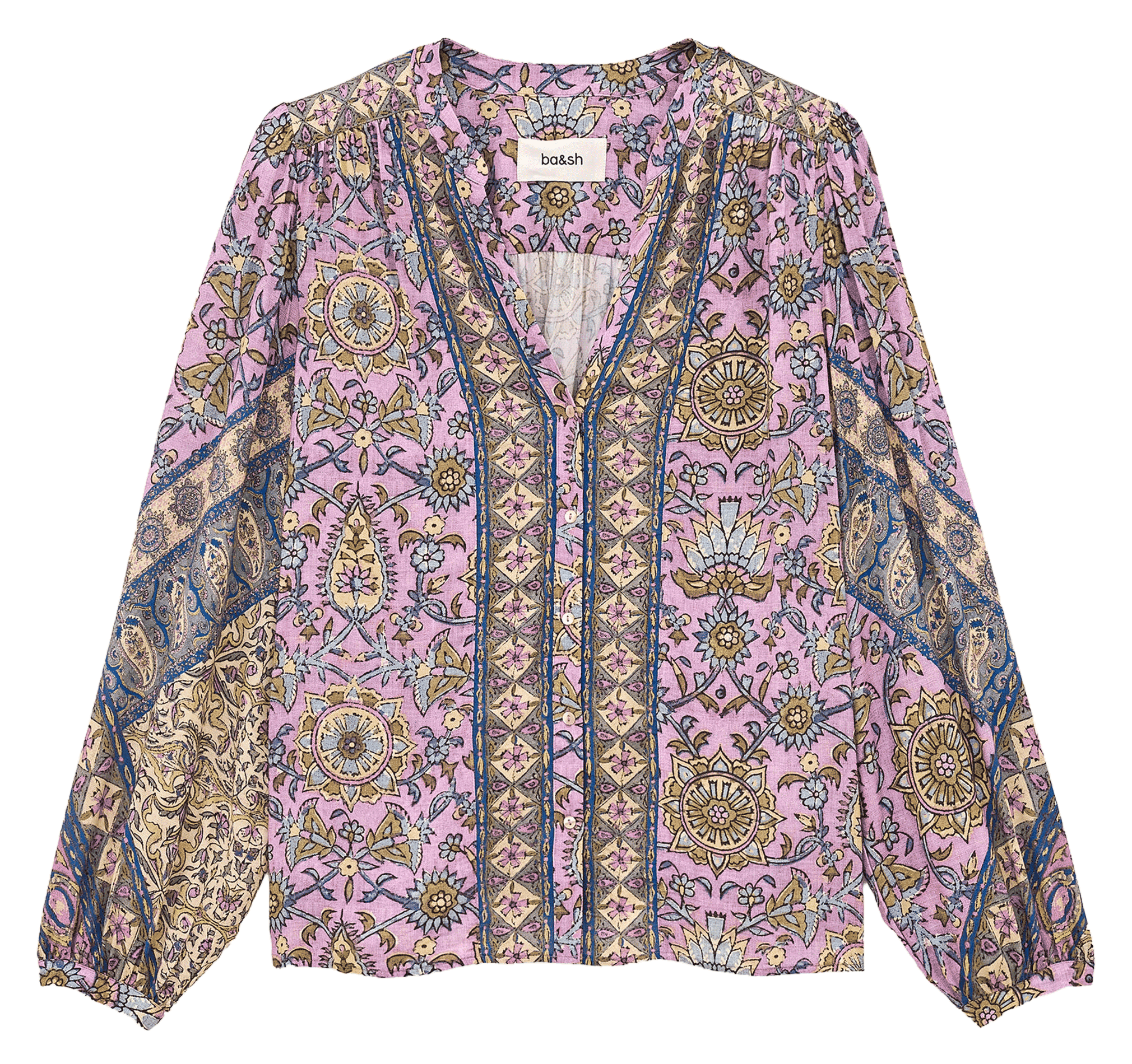 Rechte losvallende bedrukte blouse. BA&SH Paars
