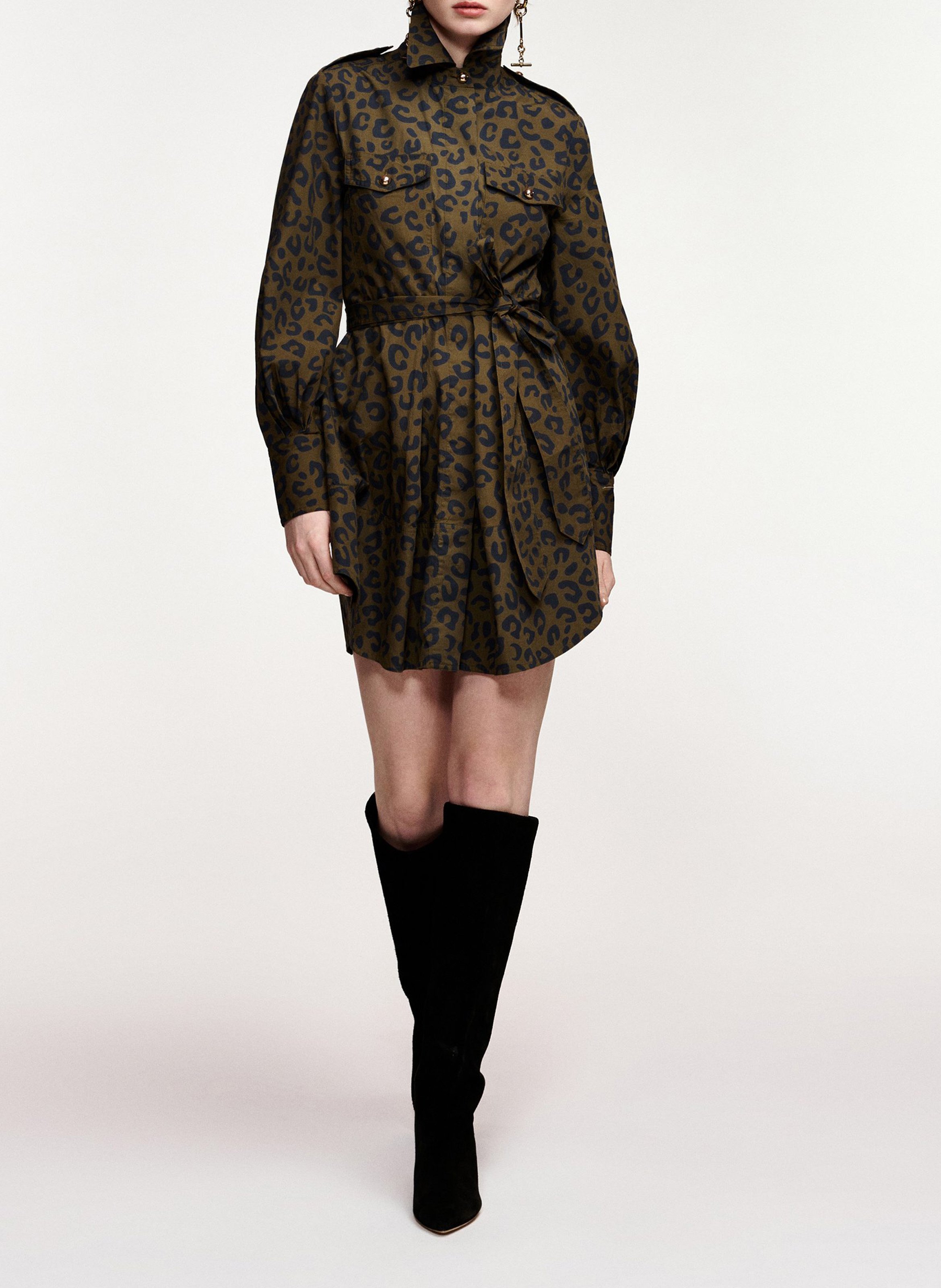 Robe chemise cintrée en coton keto ESSENTIEL ANTWERP Vert