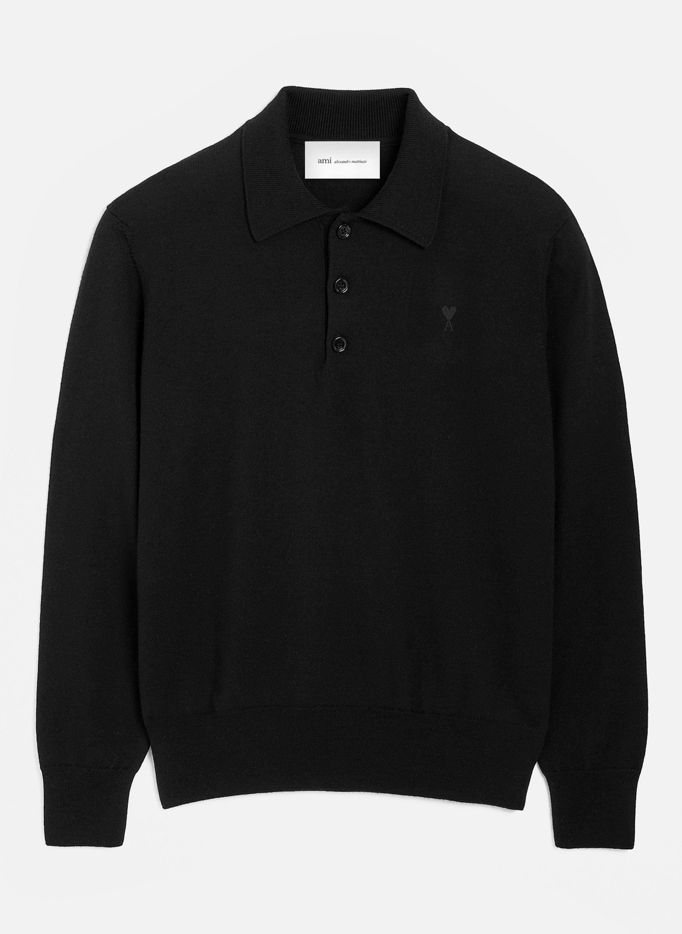 Polo en laine ami de coeur AMI PARIS Noir