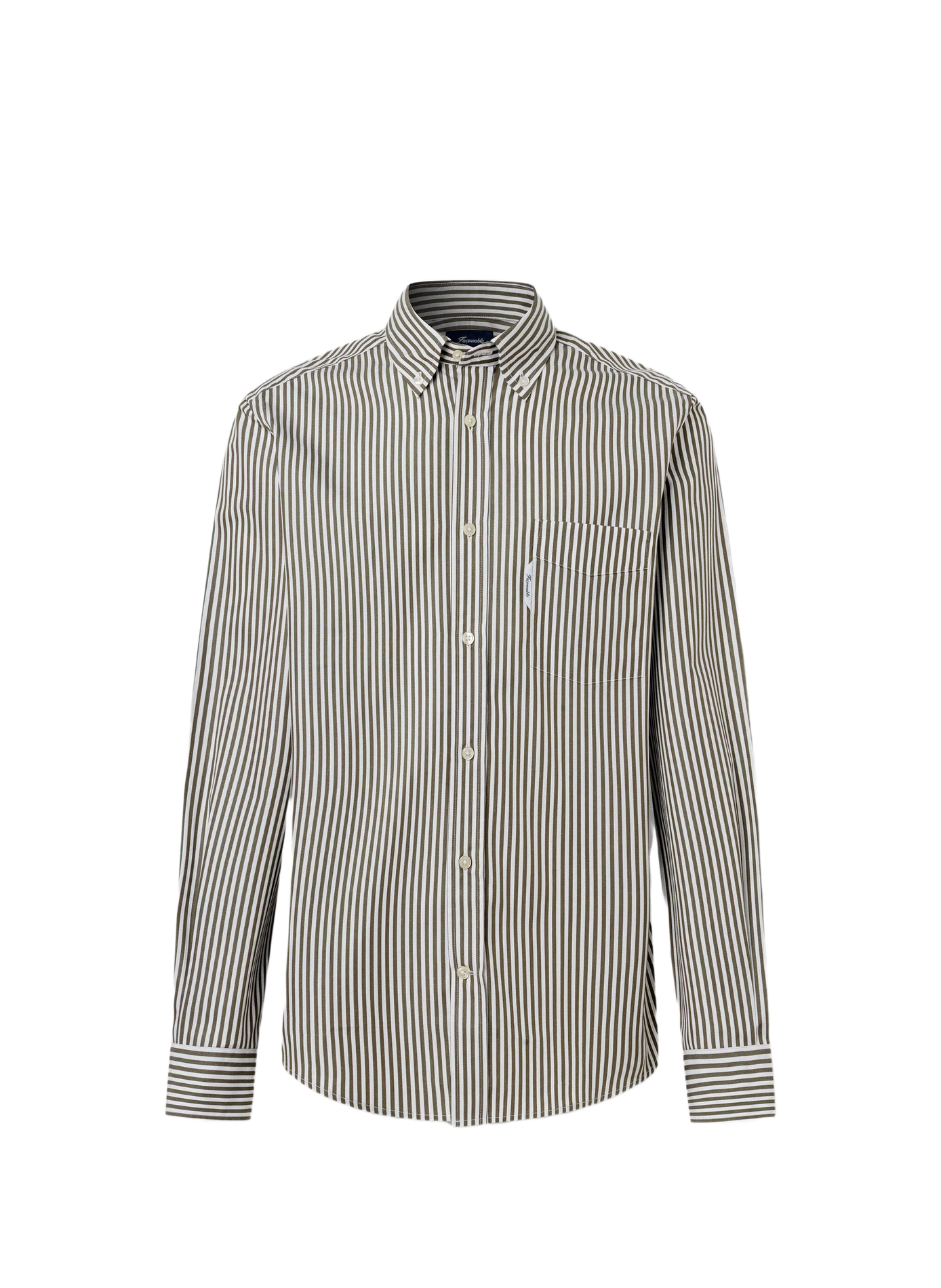 Rechte gestreepte katoenen blouse met knoopkraag FACONNABLE Kaki