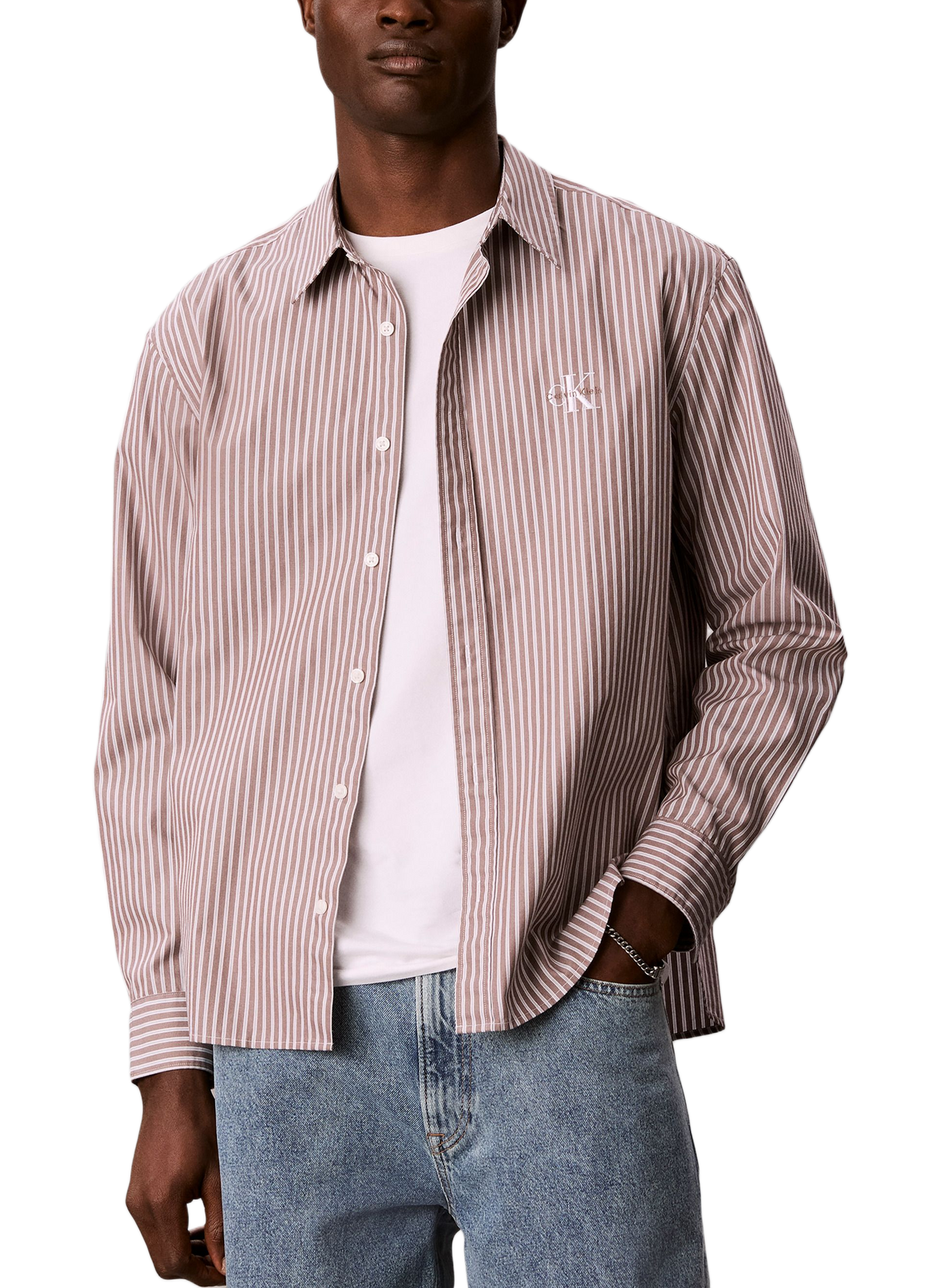 Oversized Striped Cotton Shirt CALVIN KLEIN Multicolour