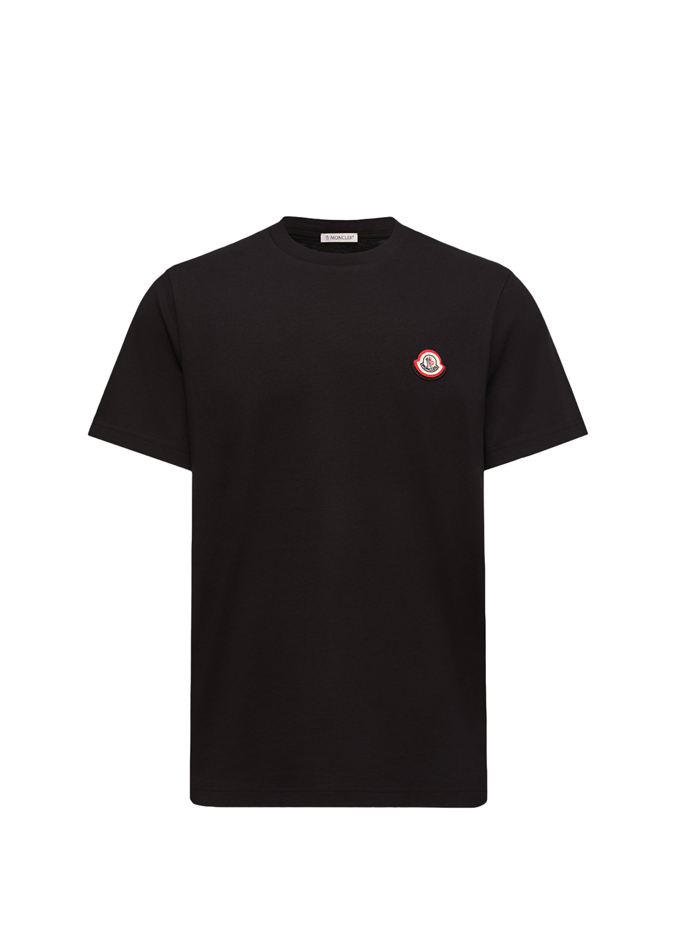 Gerades einfarbiges T-Shirt mit Rundhalsausschnitt MONCLER Schwarz