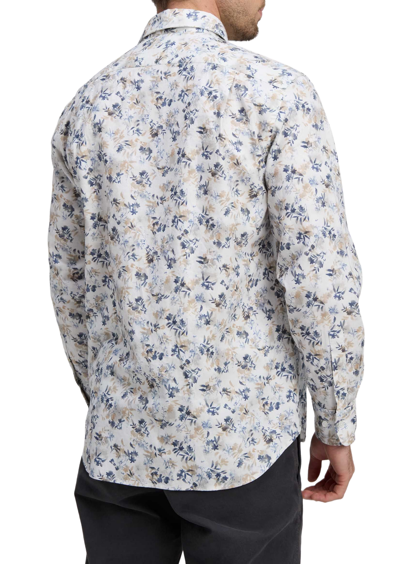 Chemise droite à motif fleuri en coton EDEN PARK Beige