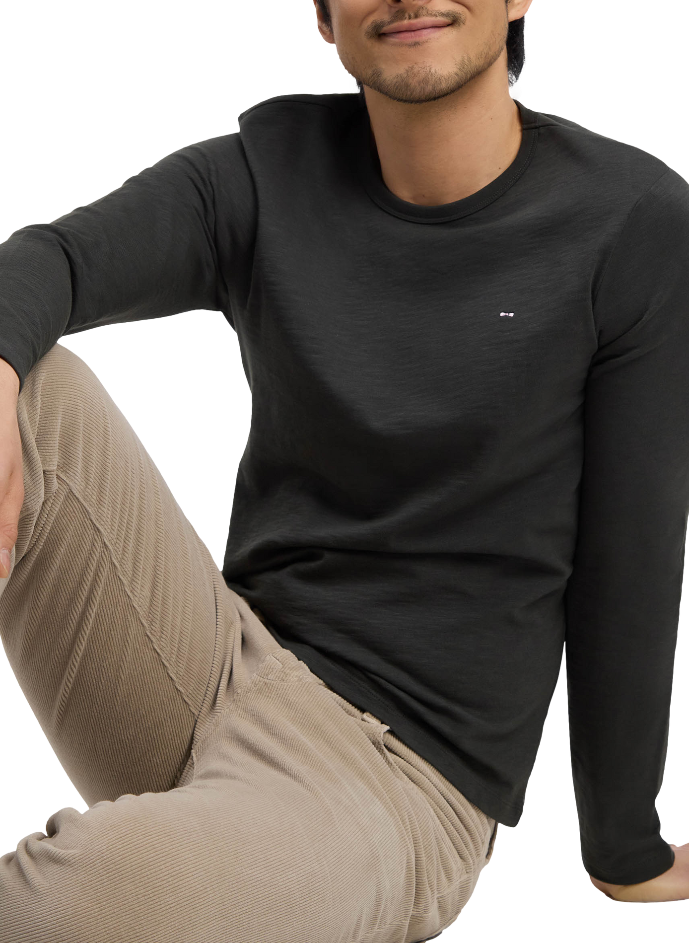 Tee-shirt col rond en coton EDEN PARK Kaki