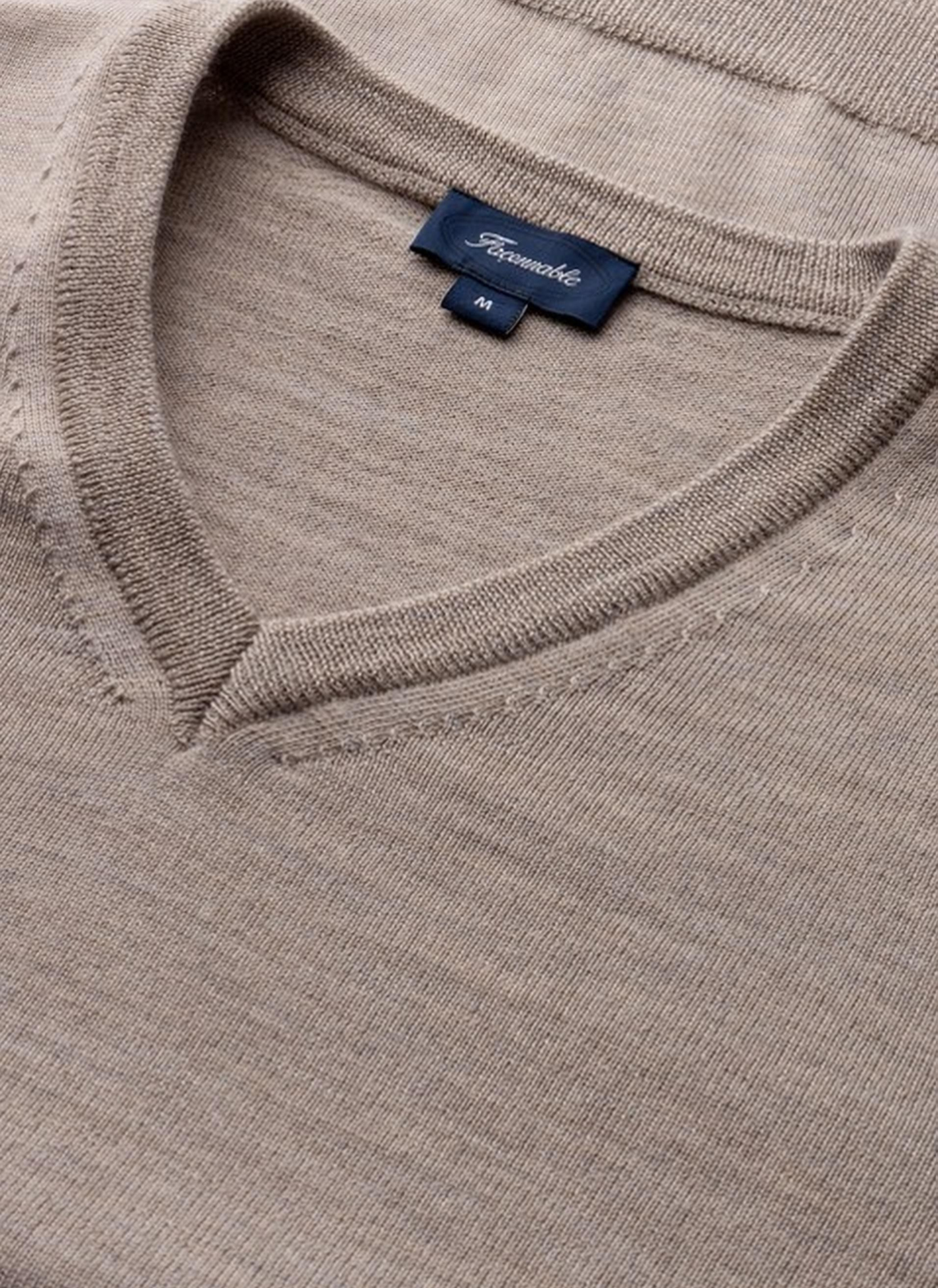 Maglione collo a V in lana FACONNABLE Beige