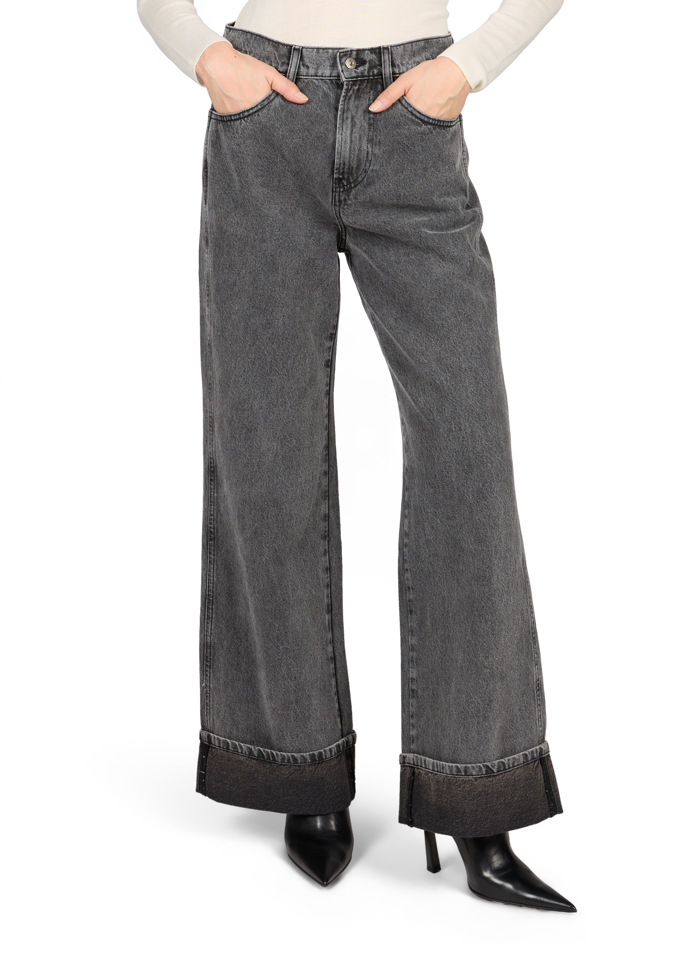 Wide cotton jeans | Grey ADOLFO DOMINGUEZ Women