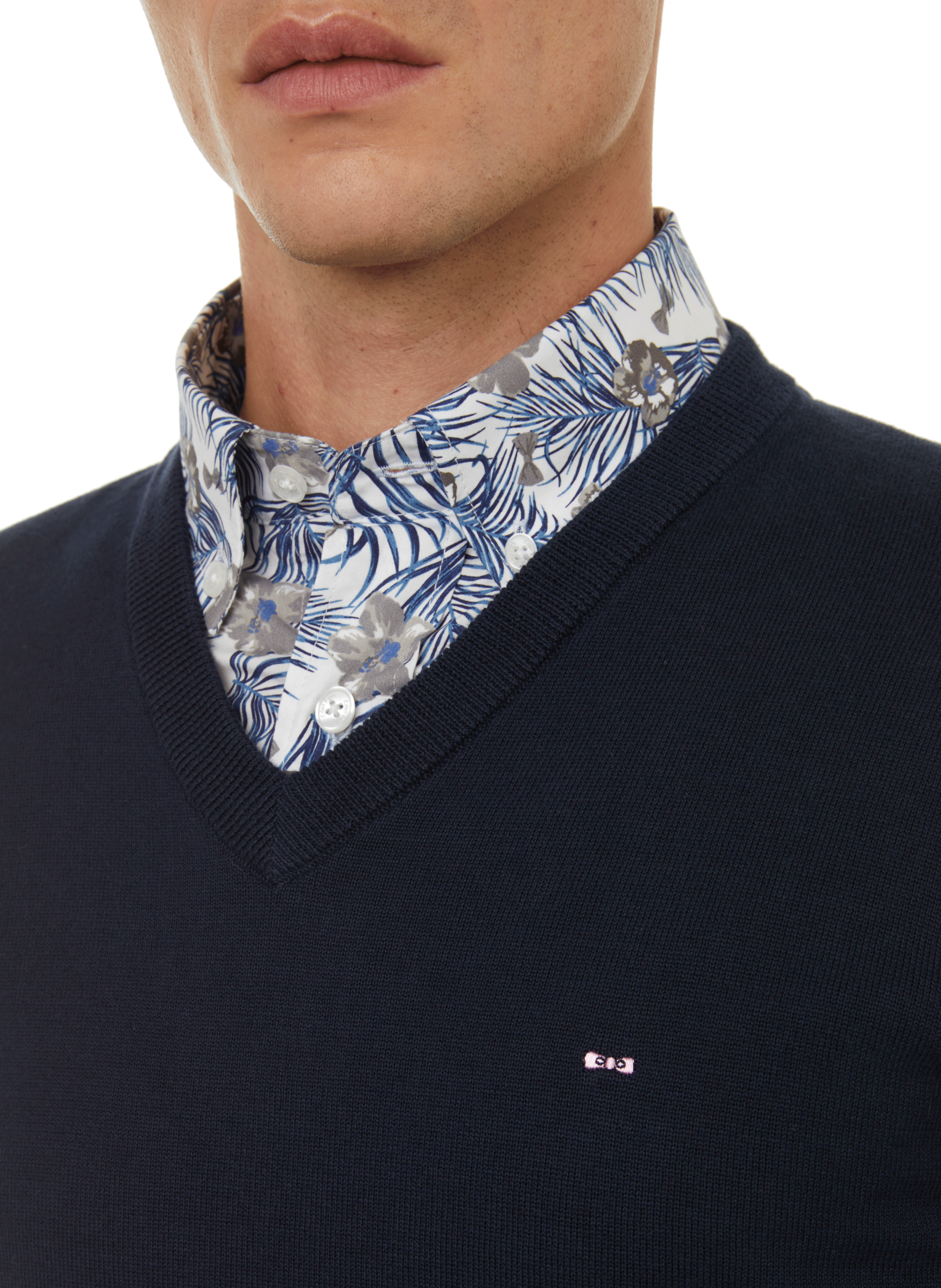 Cotton V-neck jumper EDEN PARK Blue