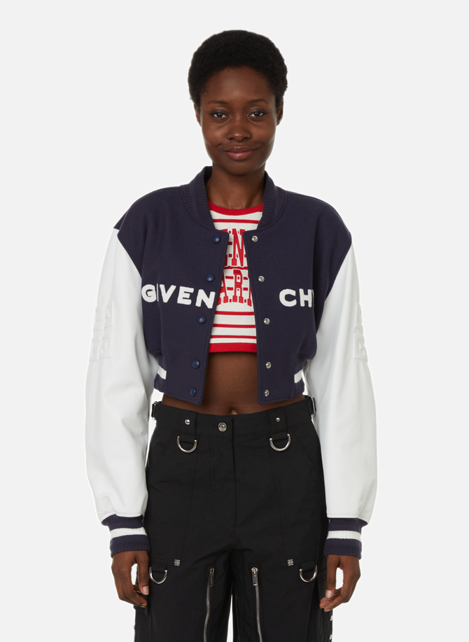 4G cropped wool and leather varsity jacket GIVENCHY