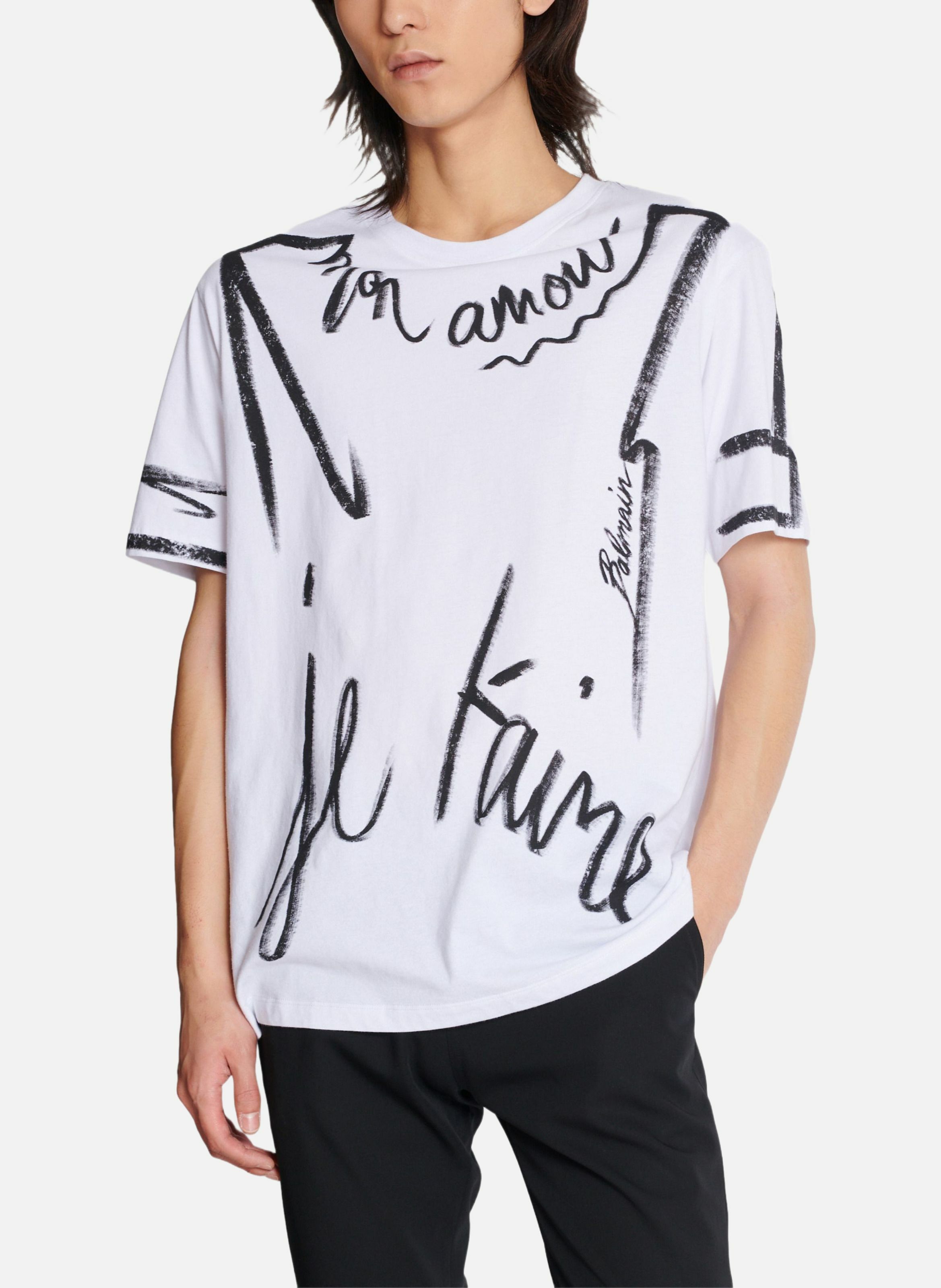 T-shirt imprimé « lettre d'amour » BALMAIN Blanc