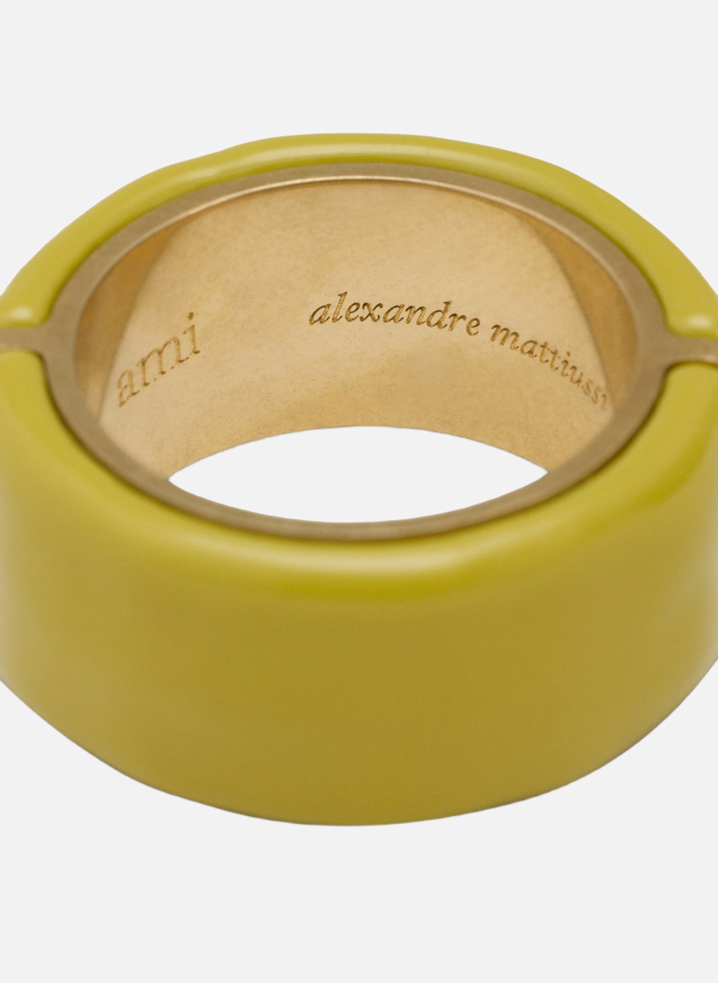 Bague laquée emaillée en laiton unisexe AMI PARIS Vert