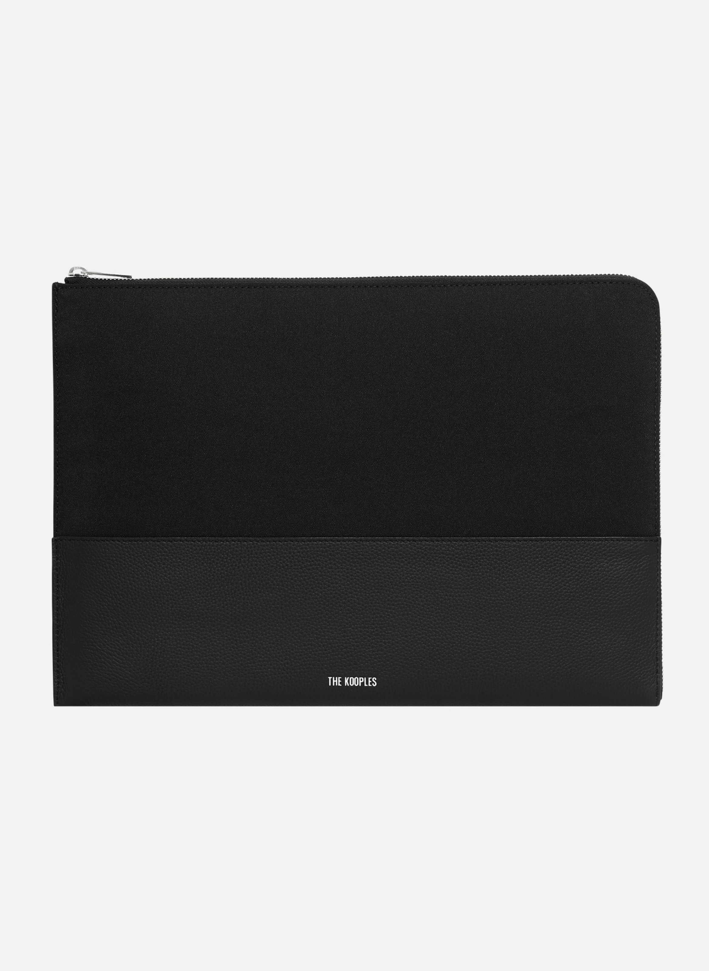Pochette d'ordinateur en canvas et cuir grainé THE KOOPLES Noir