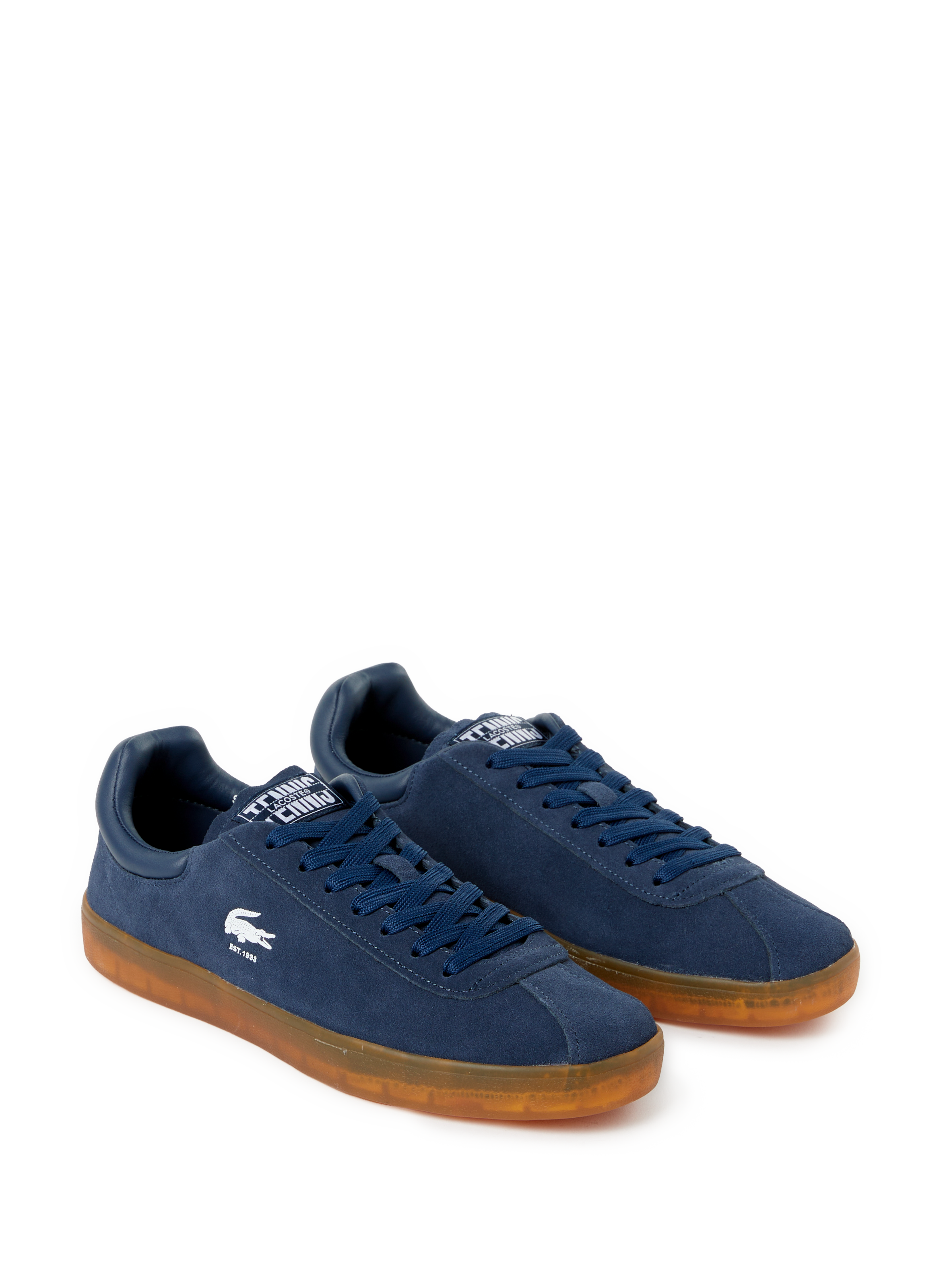 Leather and cotton blend sneakers LACOSTE Blue