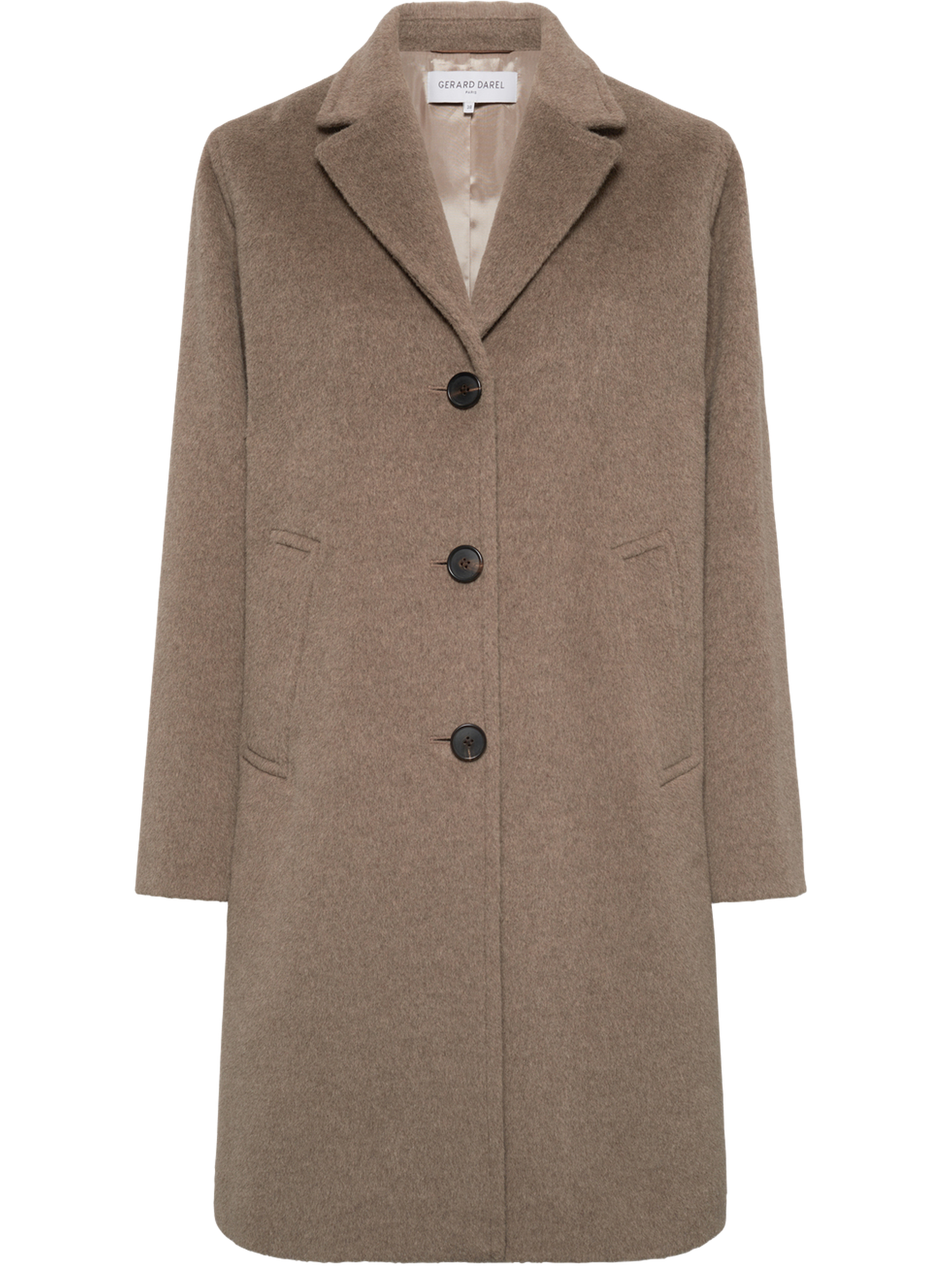 Manteau droit en laine et angora - megane GERARD DAREL Marron