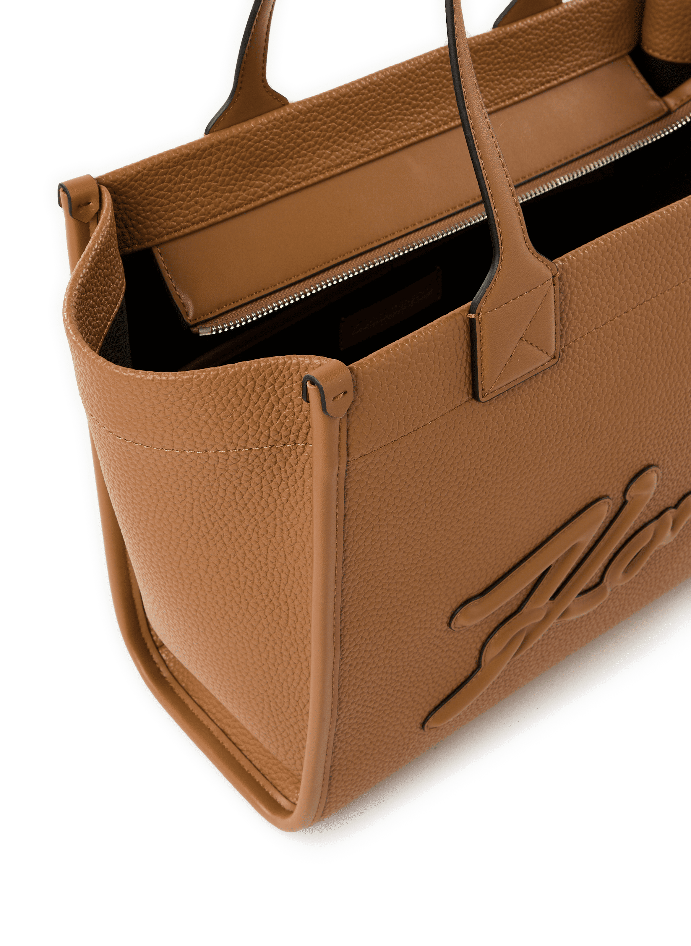 Grained logo tote bag KARL LAGERFELD Brown