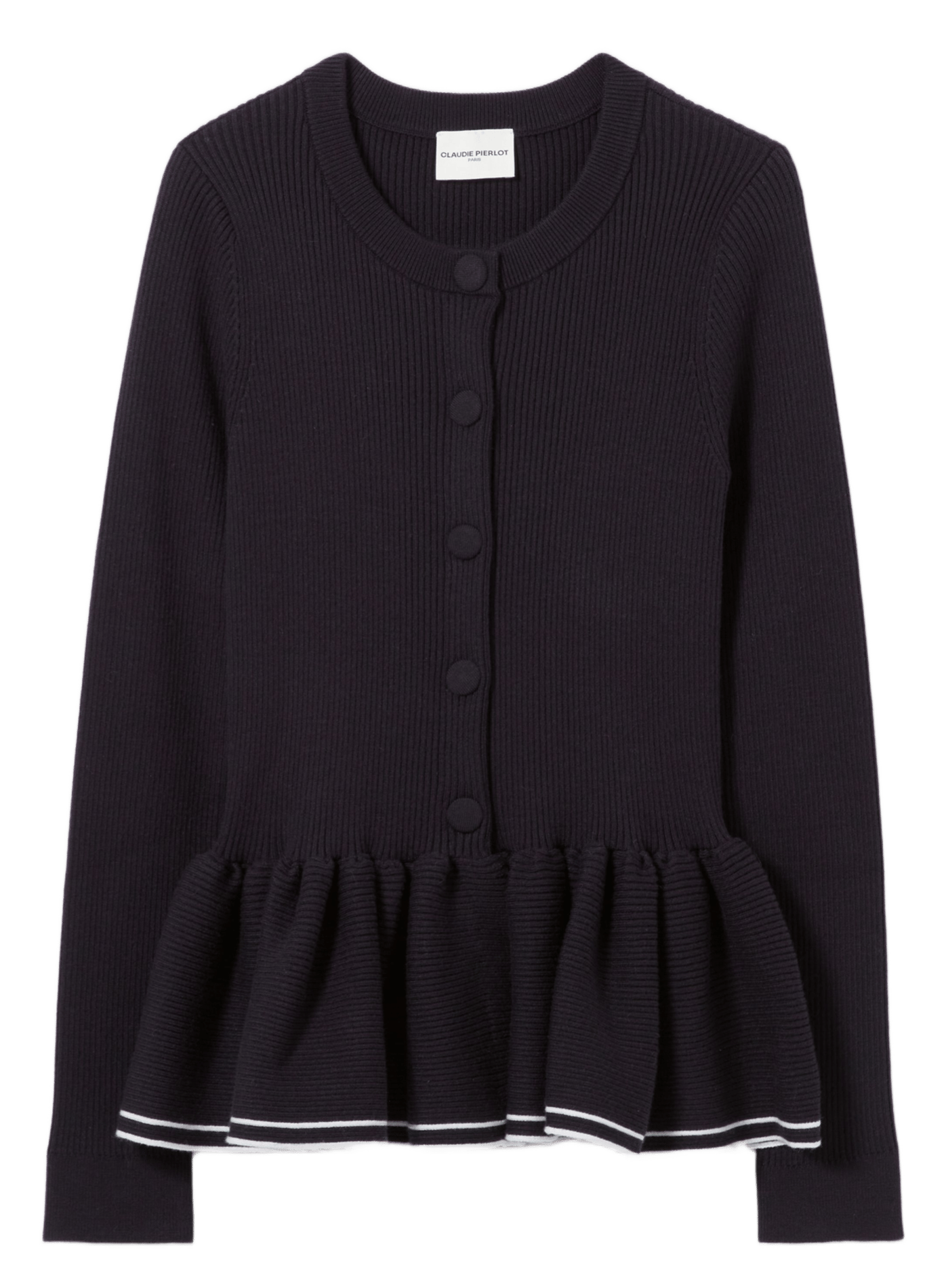 Cardigan côtelé moulant col rond mizuki CLAUDIE PIERLOT Bleu