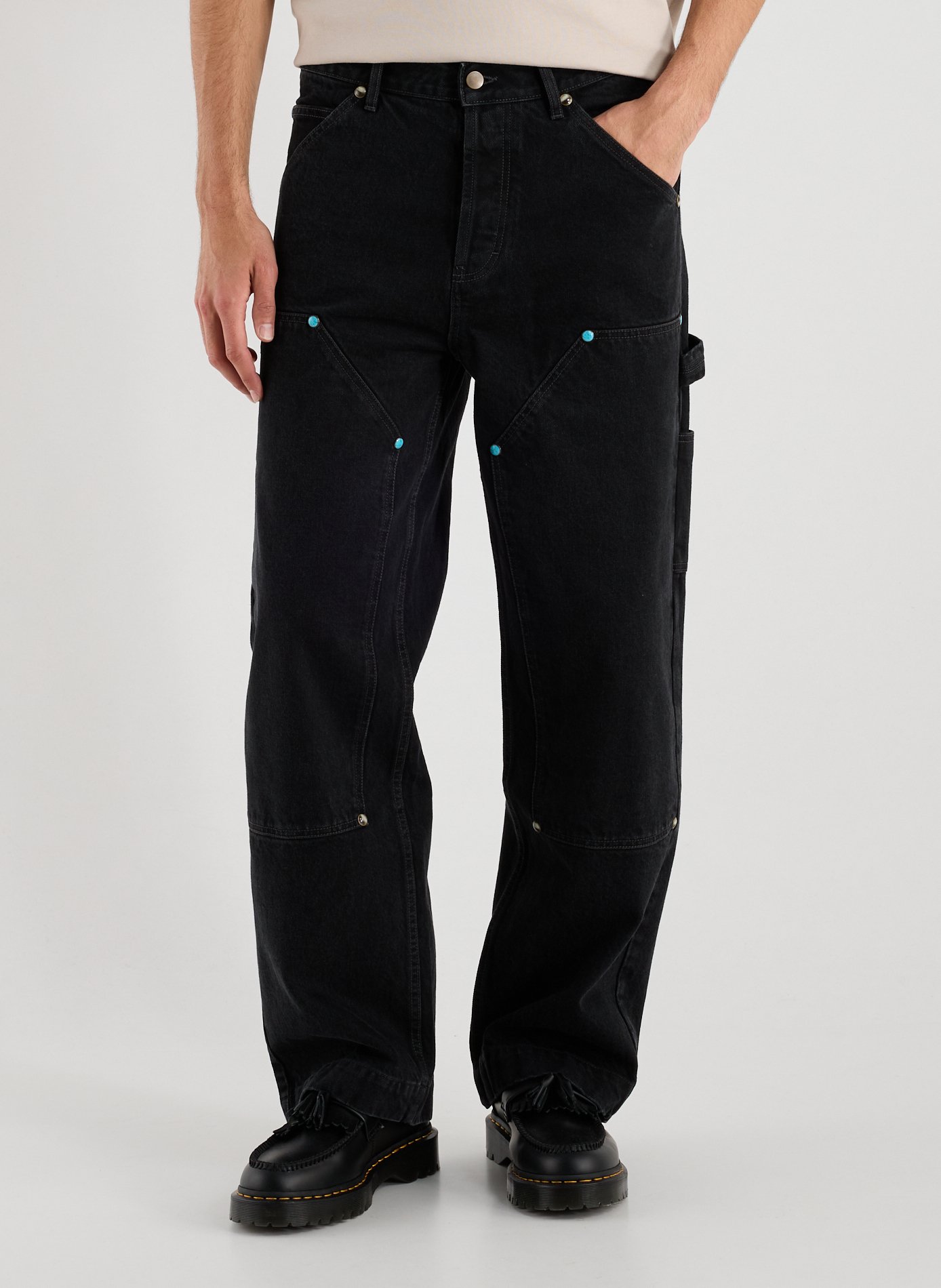 CALEB Pantalon cargo en coton Noir
