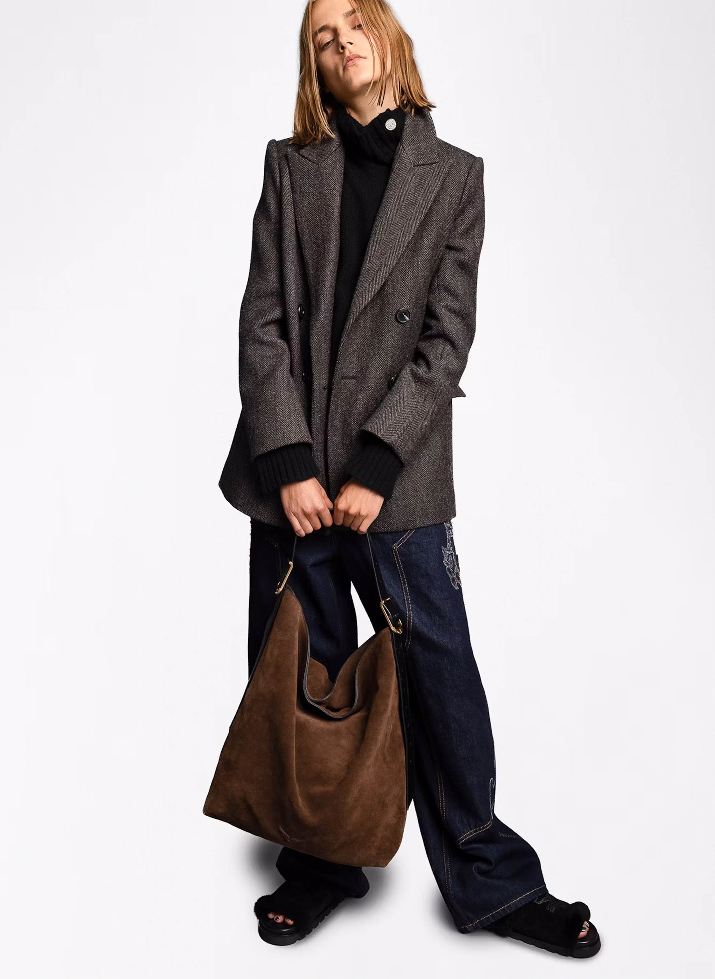 Sac porté épaule en cuir jane ZADIG&VOLTAIRE Marron