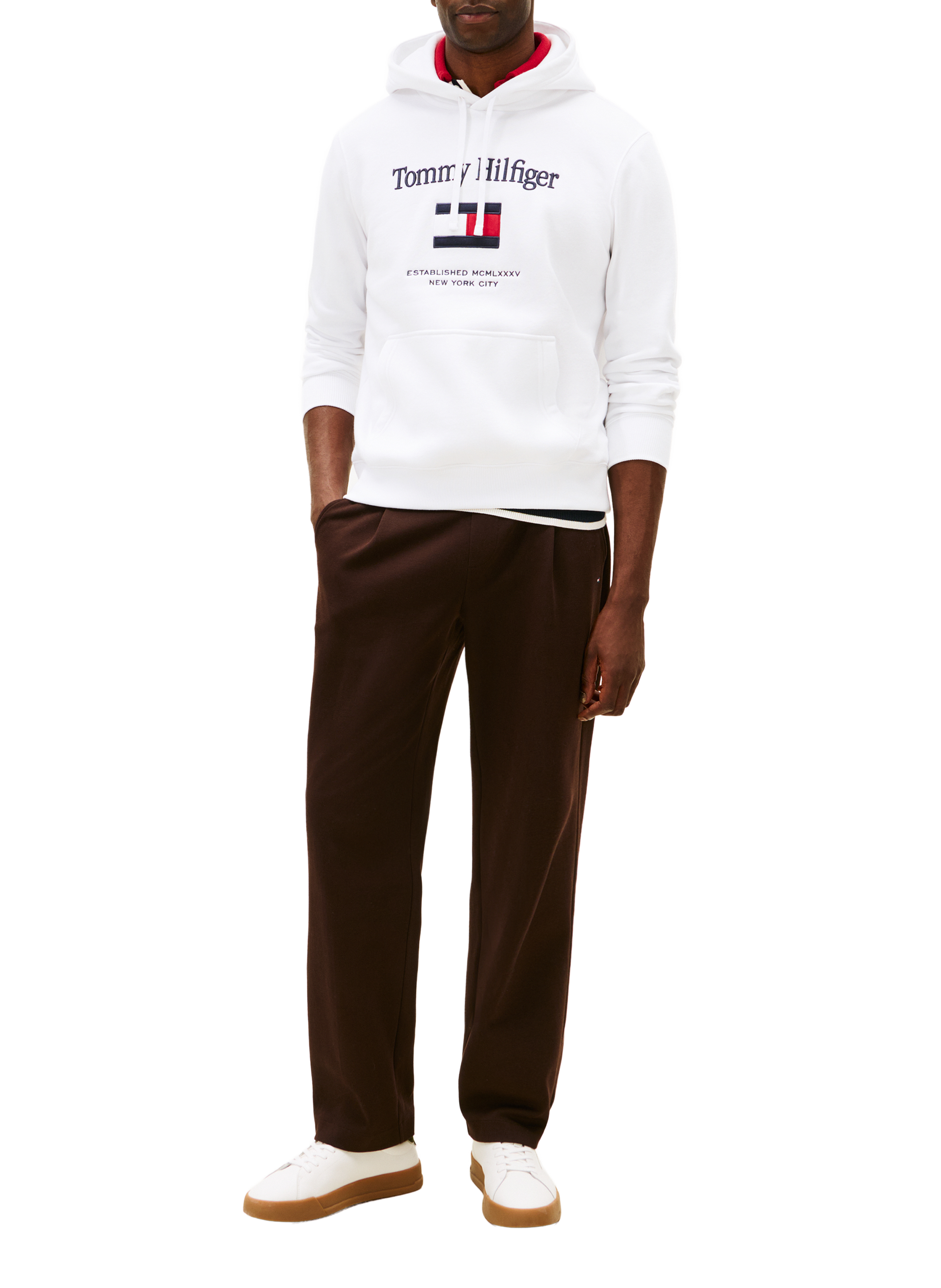 Sweat à capuche avec logo brodé TOMMY HILFIGER Blanc