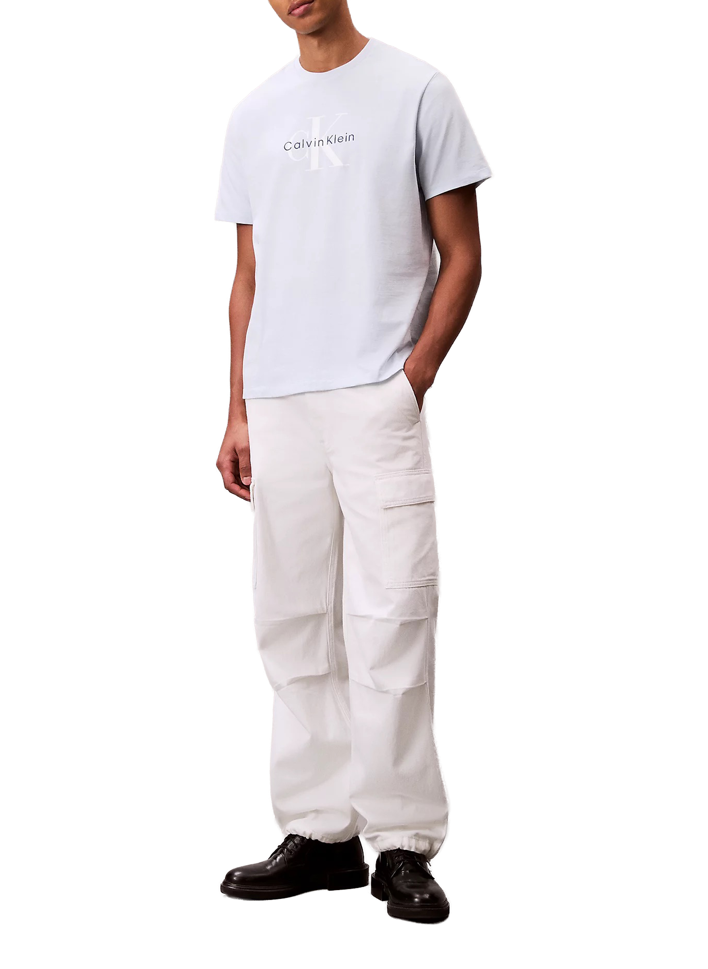 T-shirt col rond en coton CALVIN KLEIN Bleu