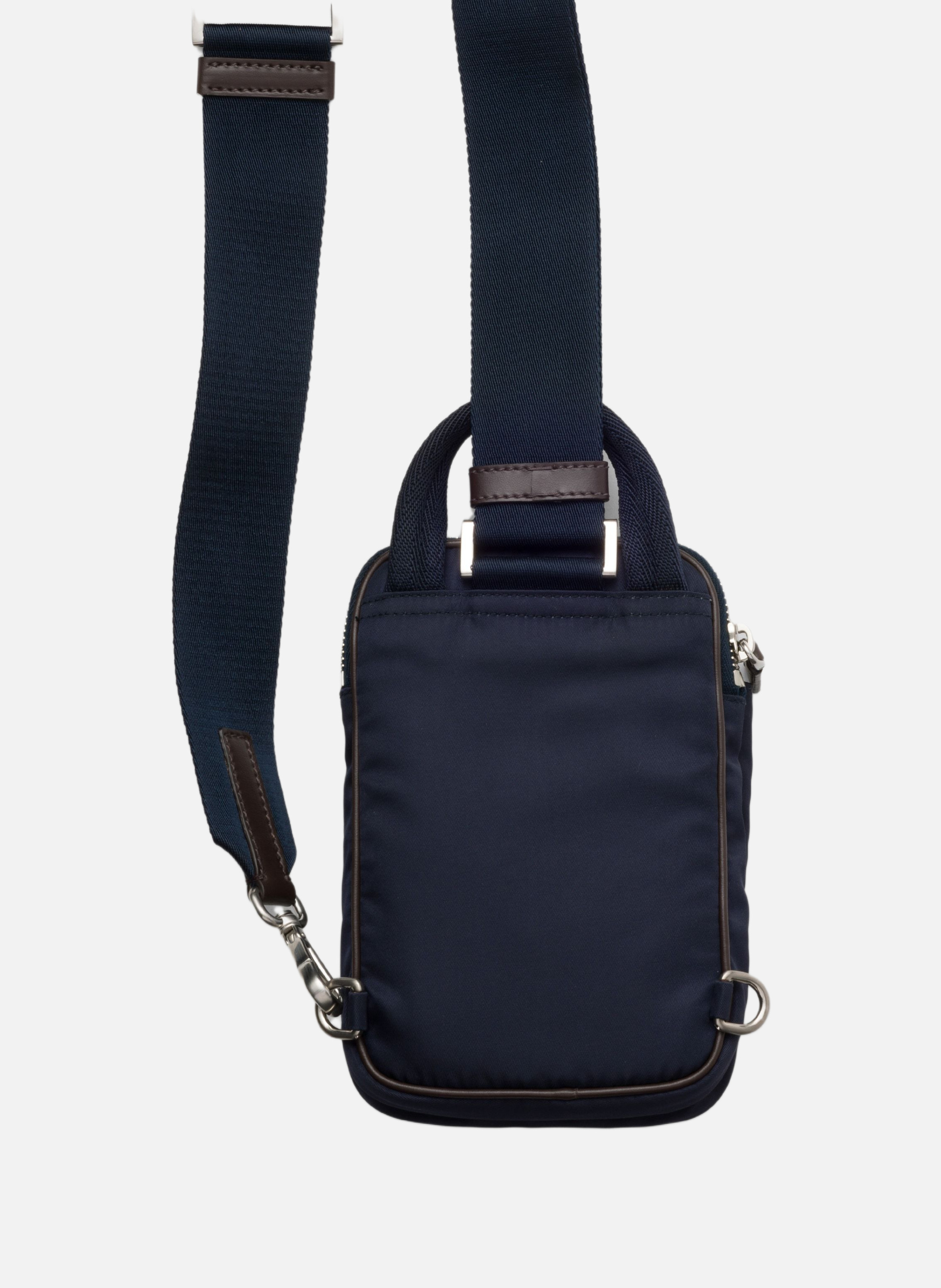 Étui pour smartphone en re-nylon et cuir PRADA Bleu