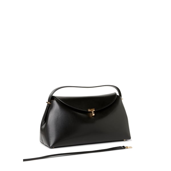 Totême Sac À Main T-lock Avec Bandoulière Amovible En Cuir In Black