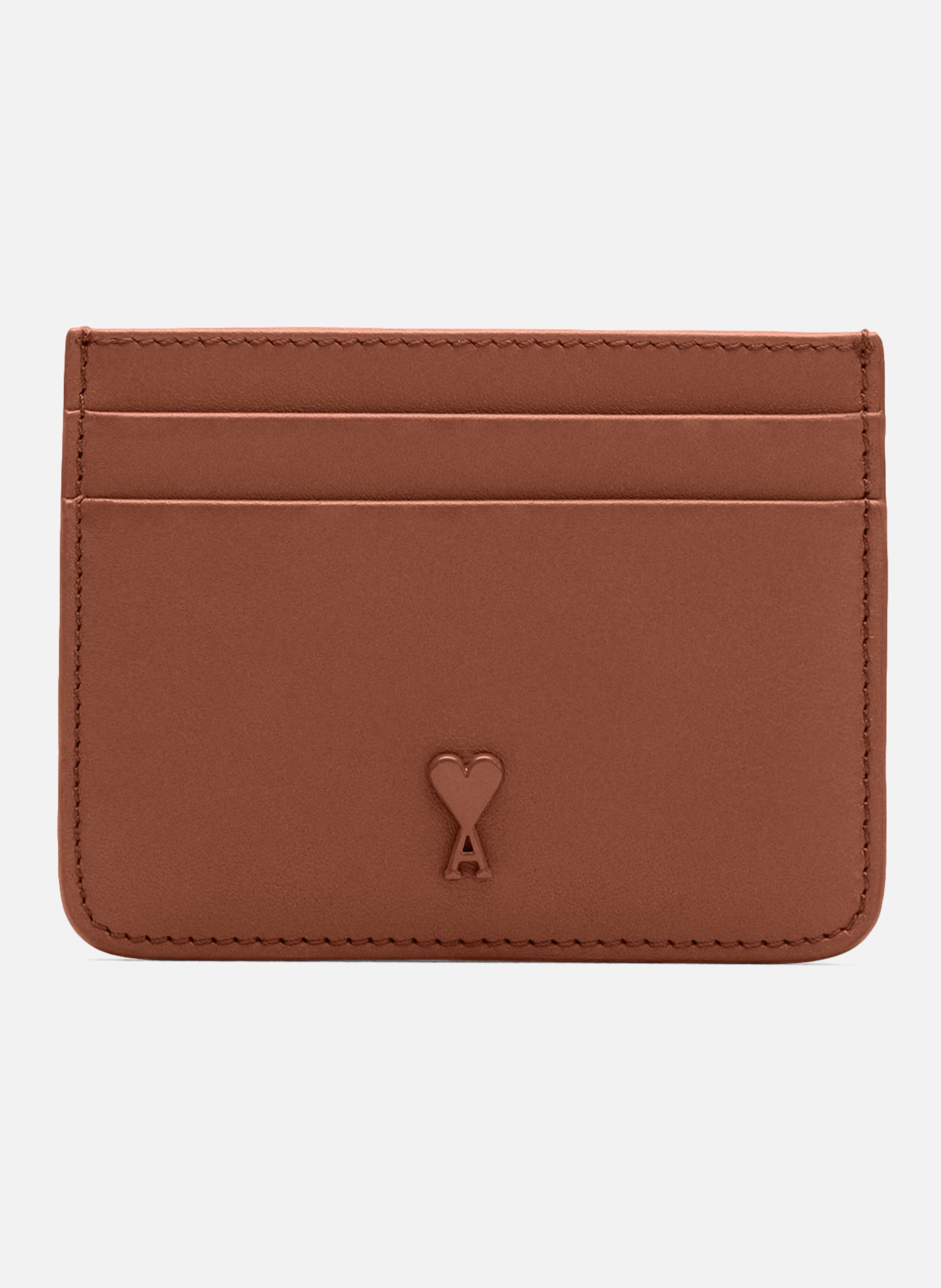 Porte Cartes Ami De Coeur En Cuir Lisse unisexe AMI PARIS Marron
