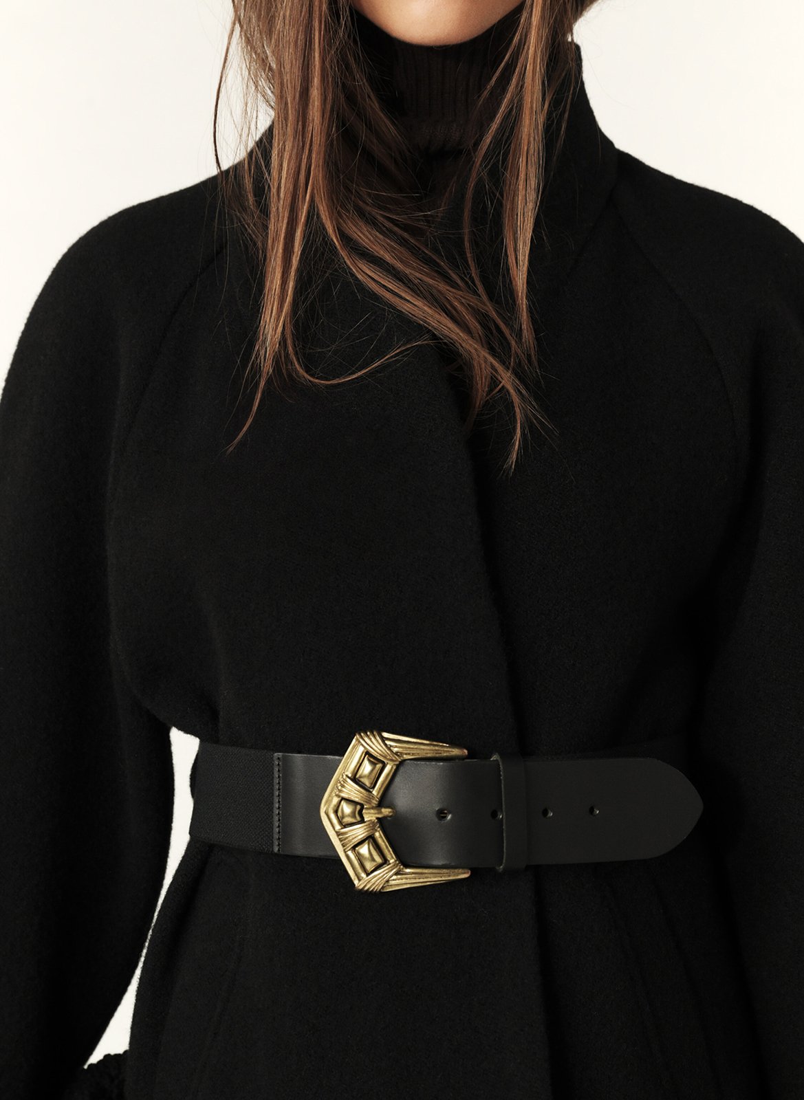 Cape droite col châle en laine hini BA&SH Noir