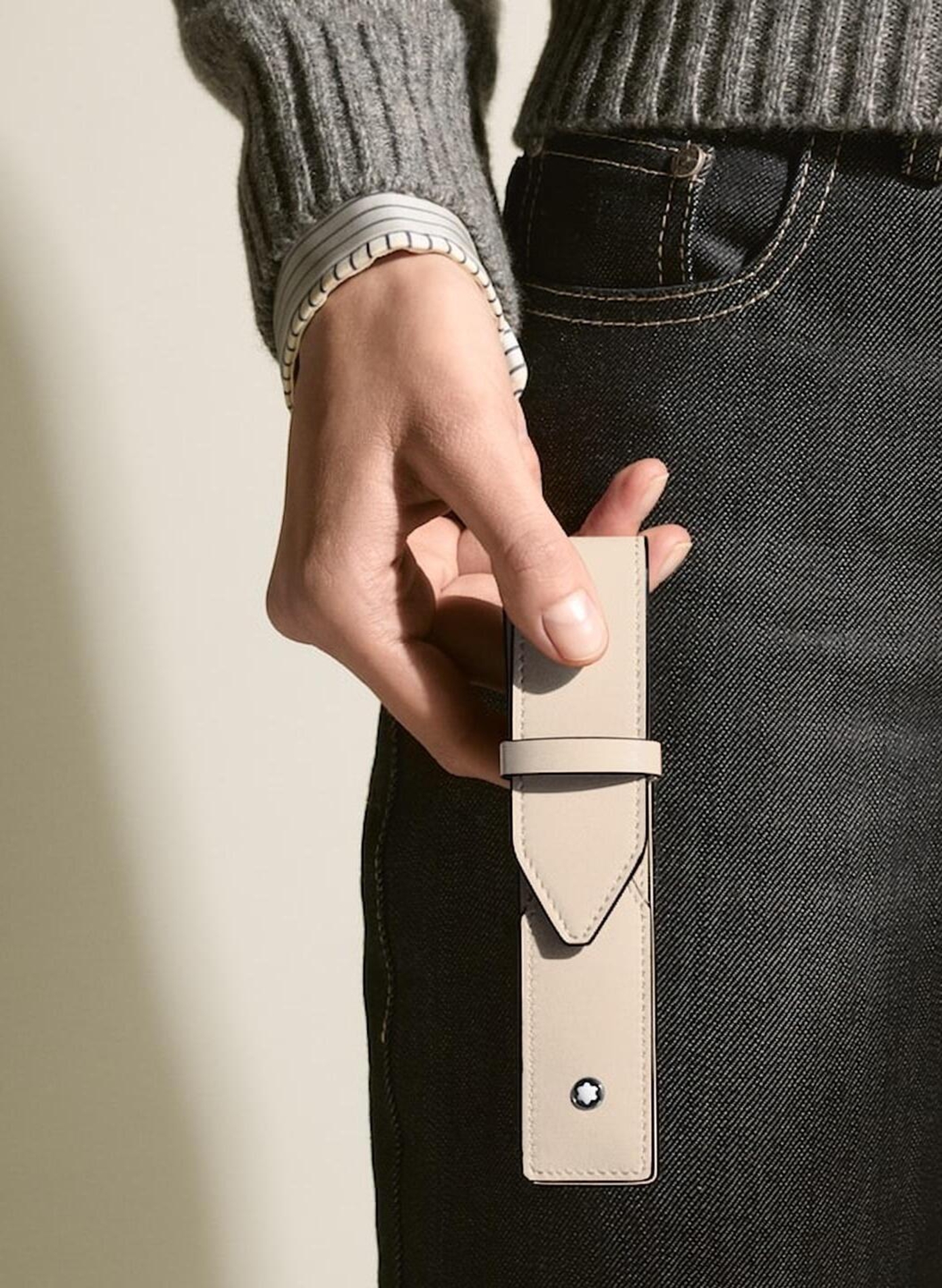 Porte-stylo à rabat en cuir MONTBLANC Beige