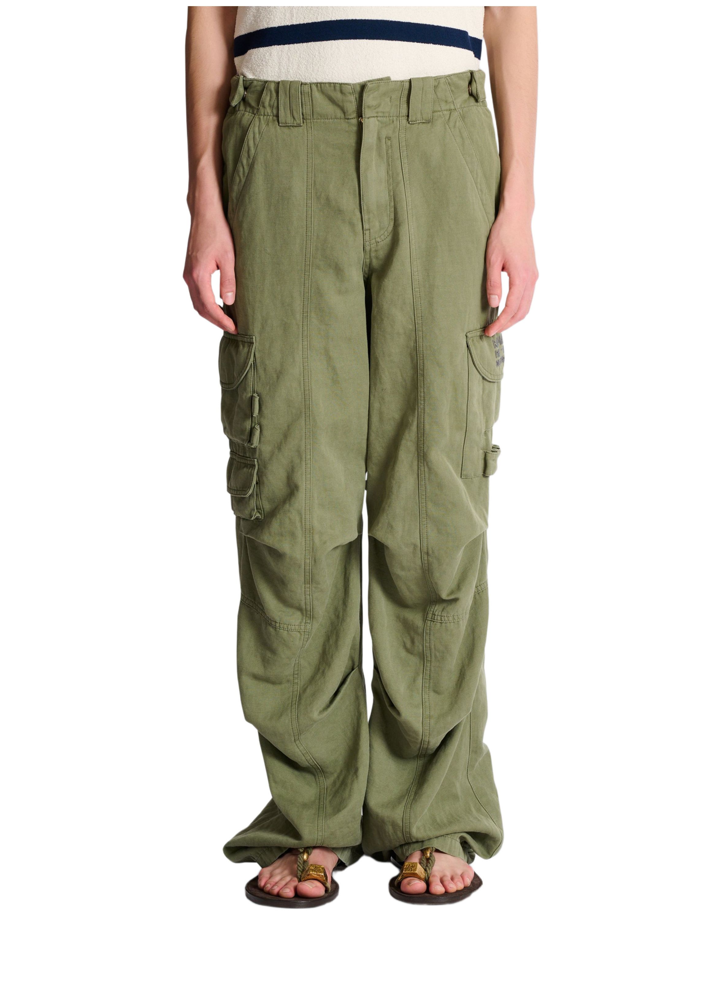 Pantalon cargo balmain stamp en coton et lin BALMAIN Vert