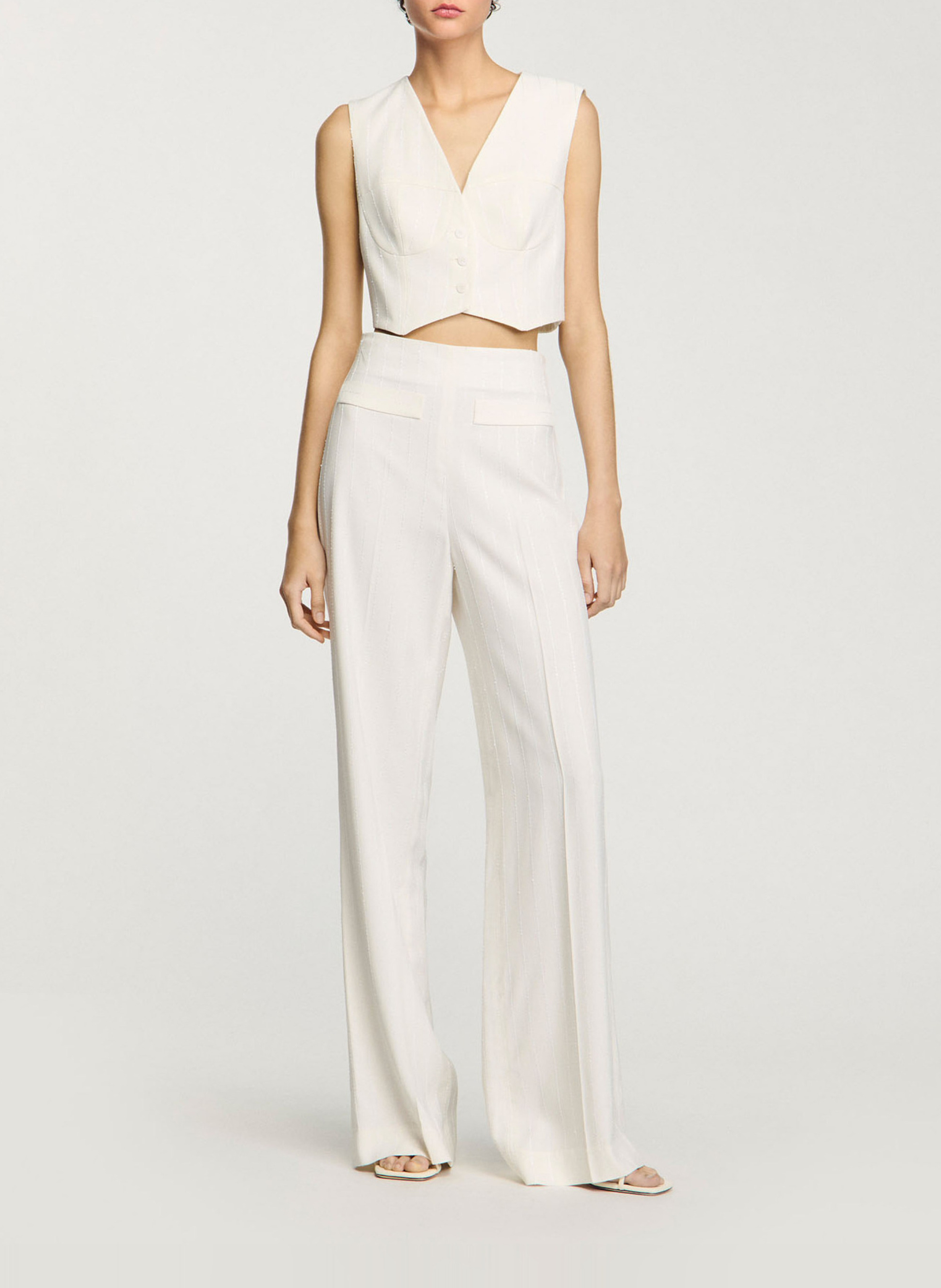 Veston de costume rayé à sequins SANDRO Beige