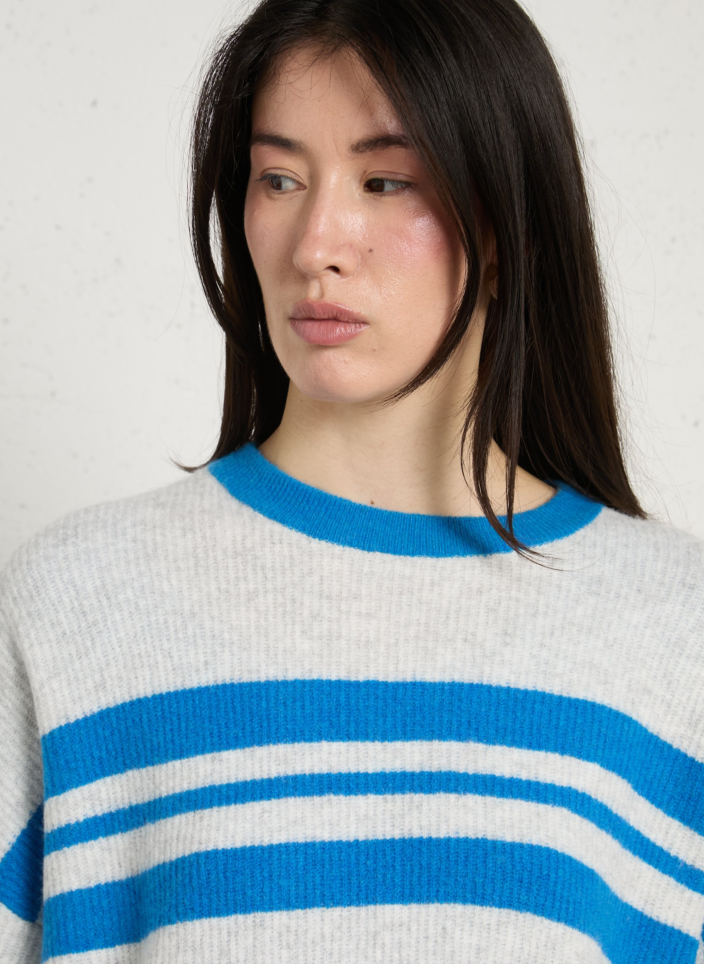 Pull ample col rond à rayures damsville AMERICAN VINTAGE Gris