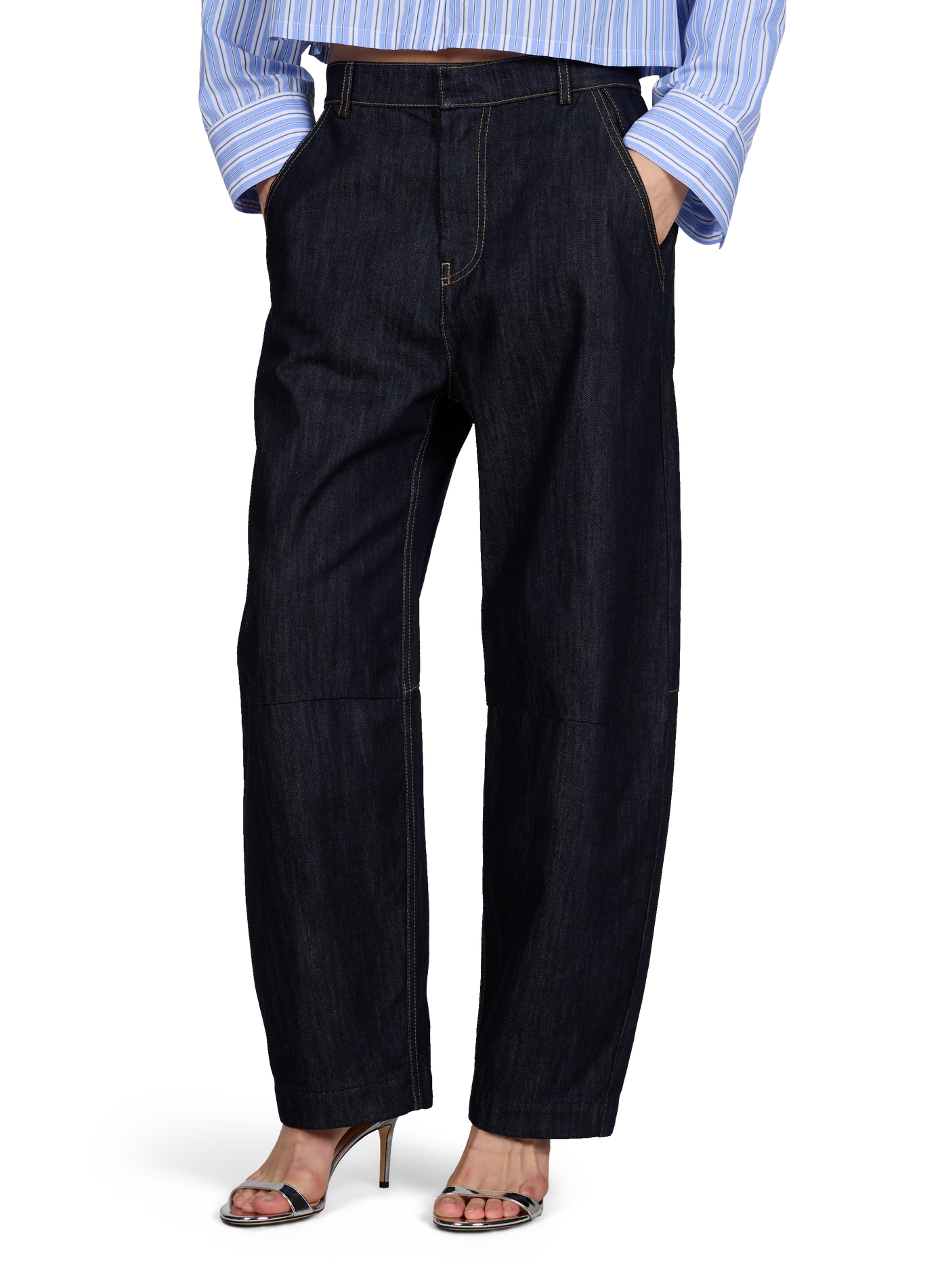 Jean large avec surpiqûres TELA Bleu