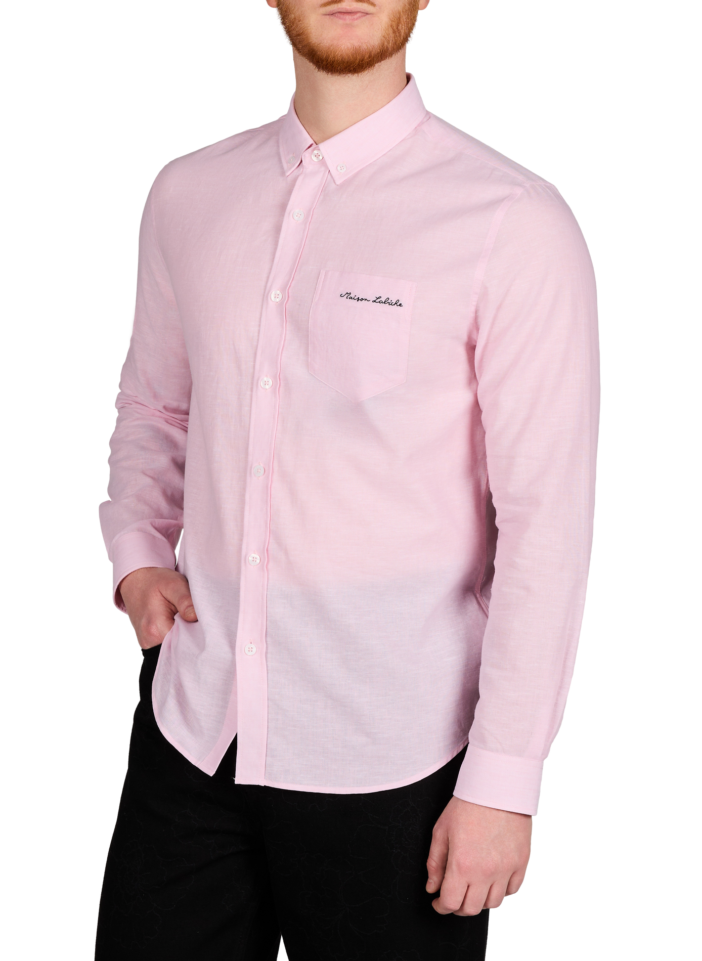 Carnot straight embroidered cotton shirt MAISON LABICHE Pink