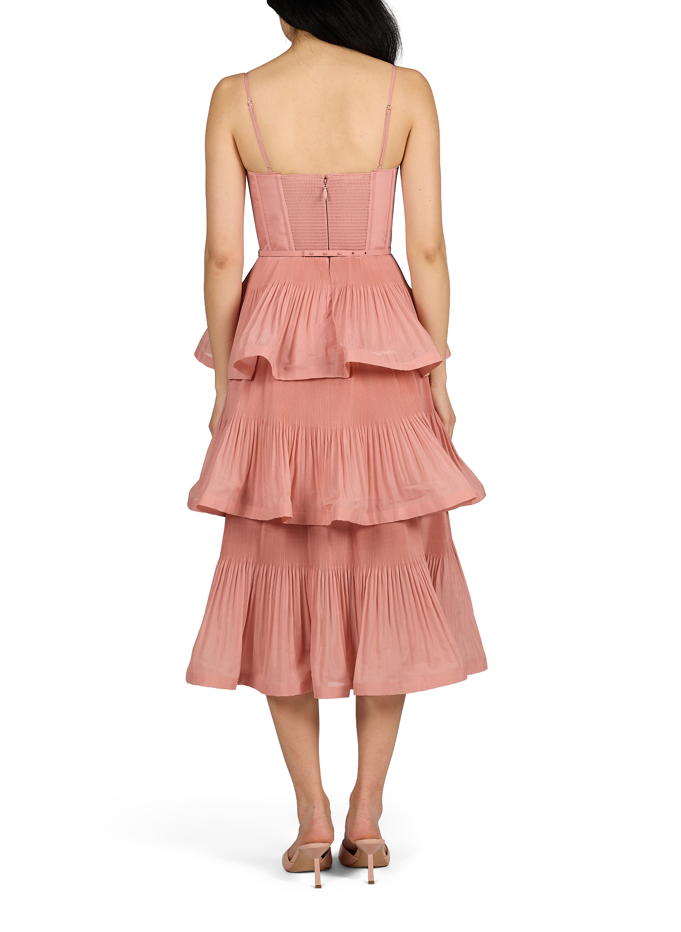 Pleated midi dress with ruffles ZIMMERMANN Pink