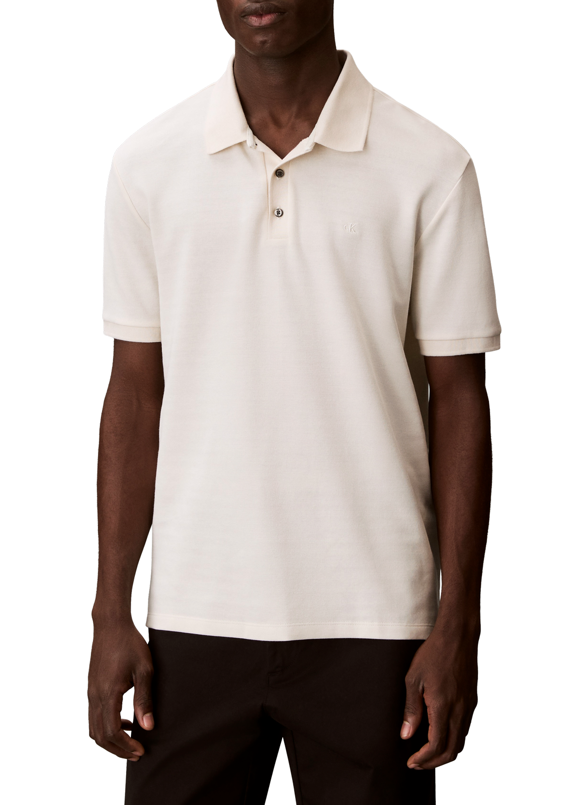 Short-sleeved polo in blended cotton CALVIN KLEIN Beige