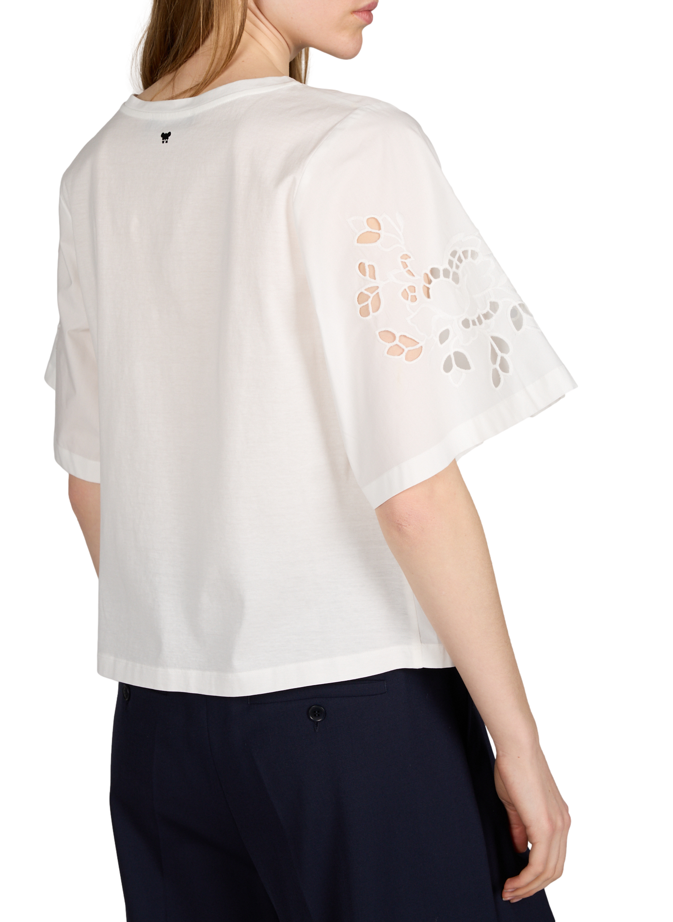 Top copped brodé en coton MAX MARA WEEK END Blanc