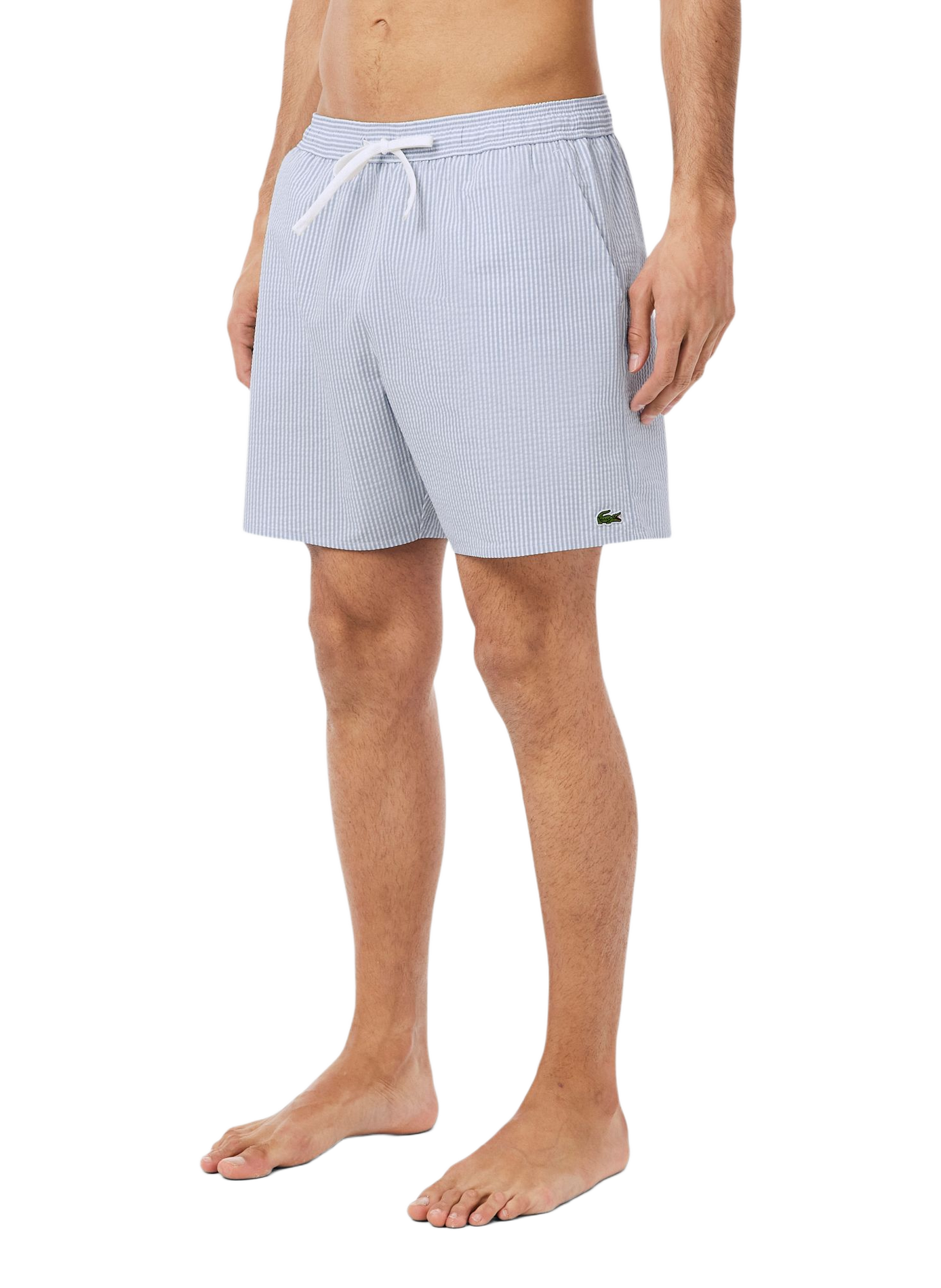 Short de bain rayé en coton mélangé LACOSTE Bleu