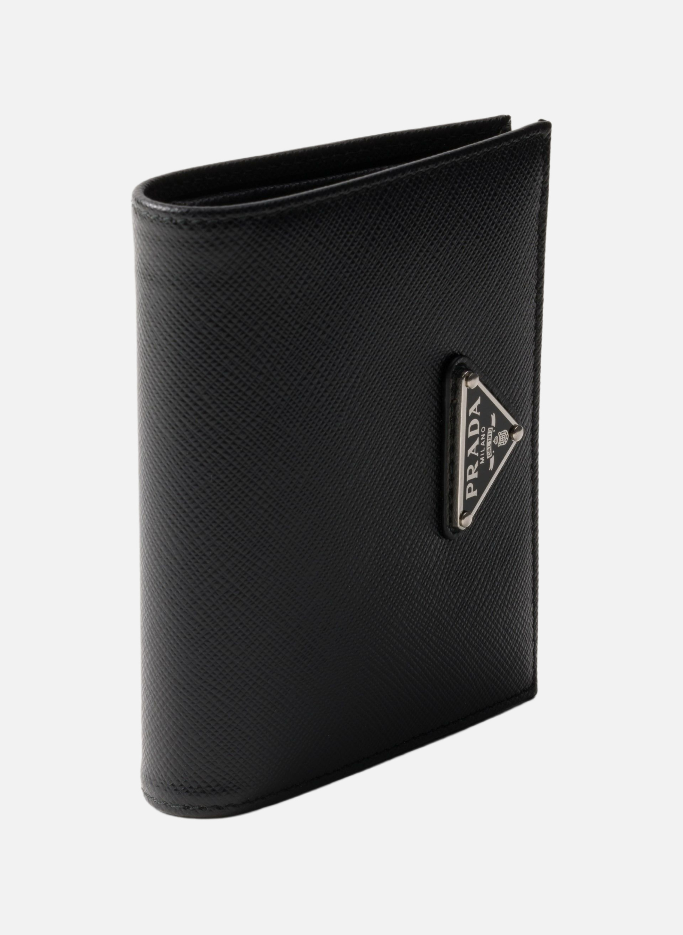 Petit portefeuille en cuir saffiano PRADA Noir