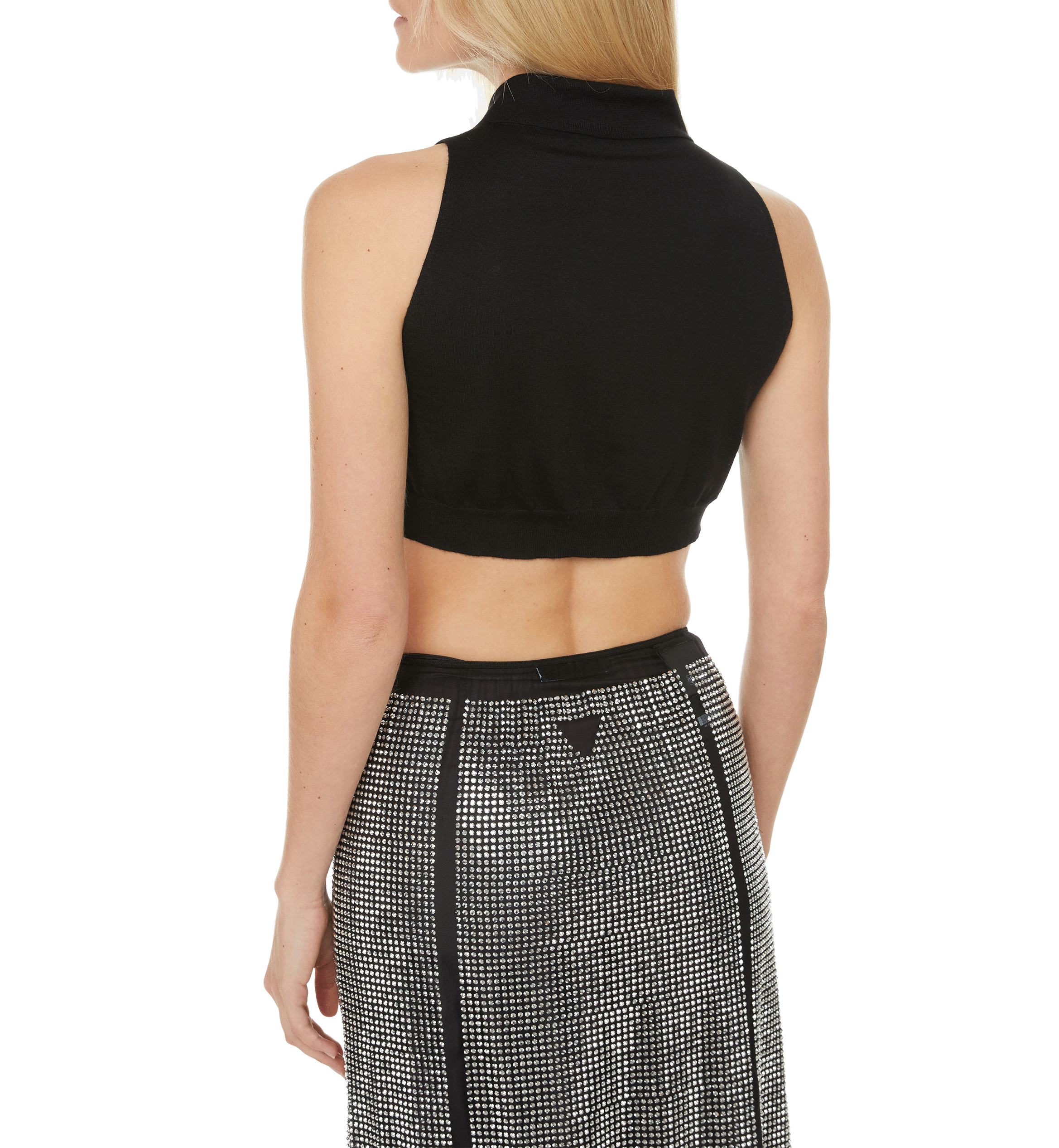 Ärmelloses Oberteil aus Seide und Kaschmirstrick PRADA Schwarz