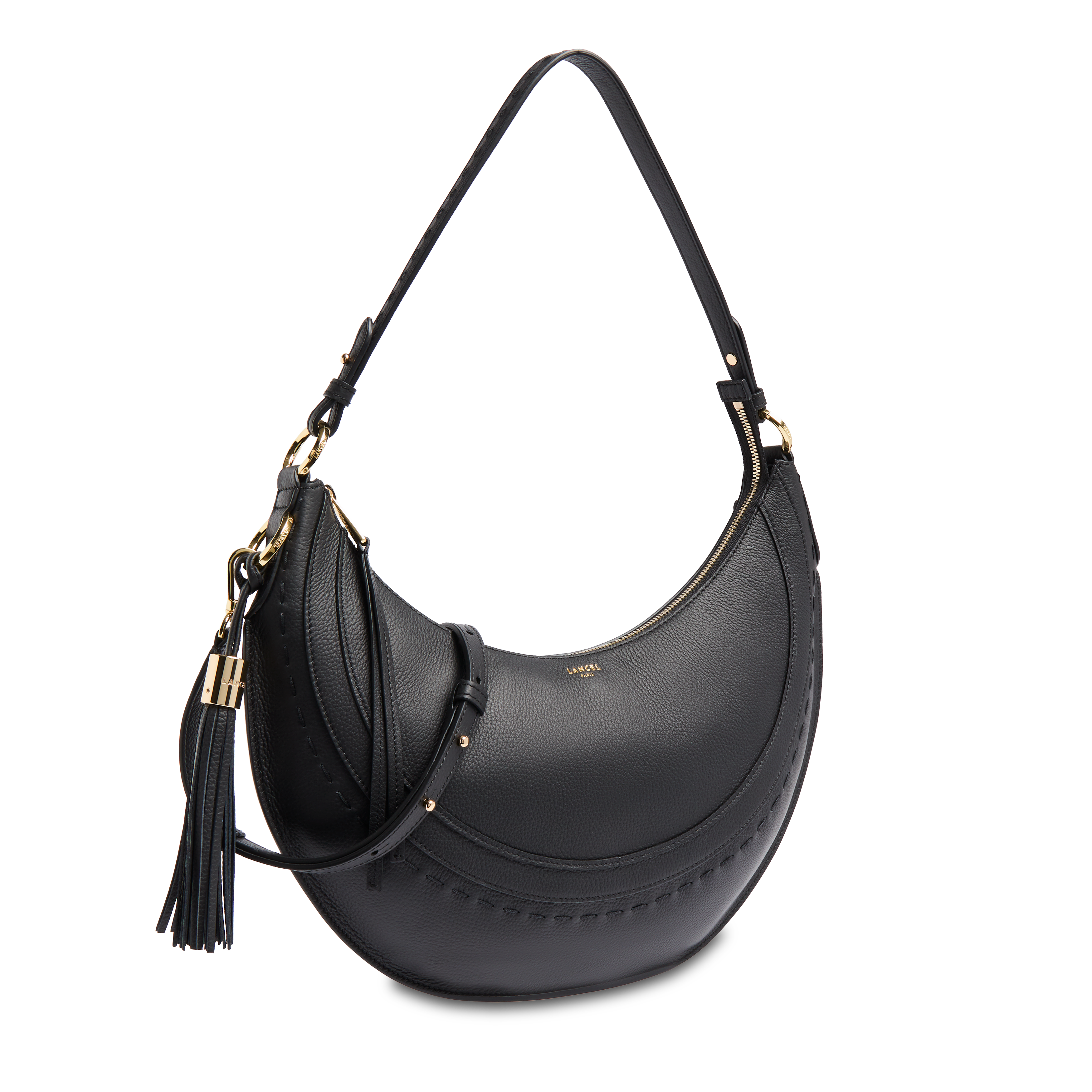 Sac hobo hoboheme de lancel en cuir de vachette graine LANCEL Noir