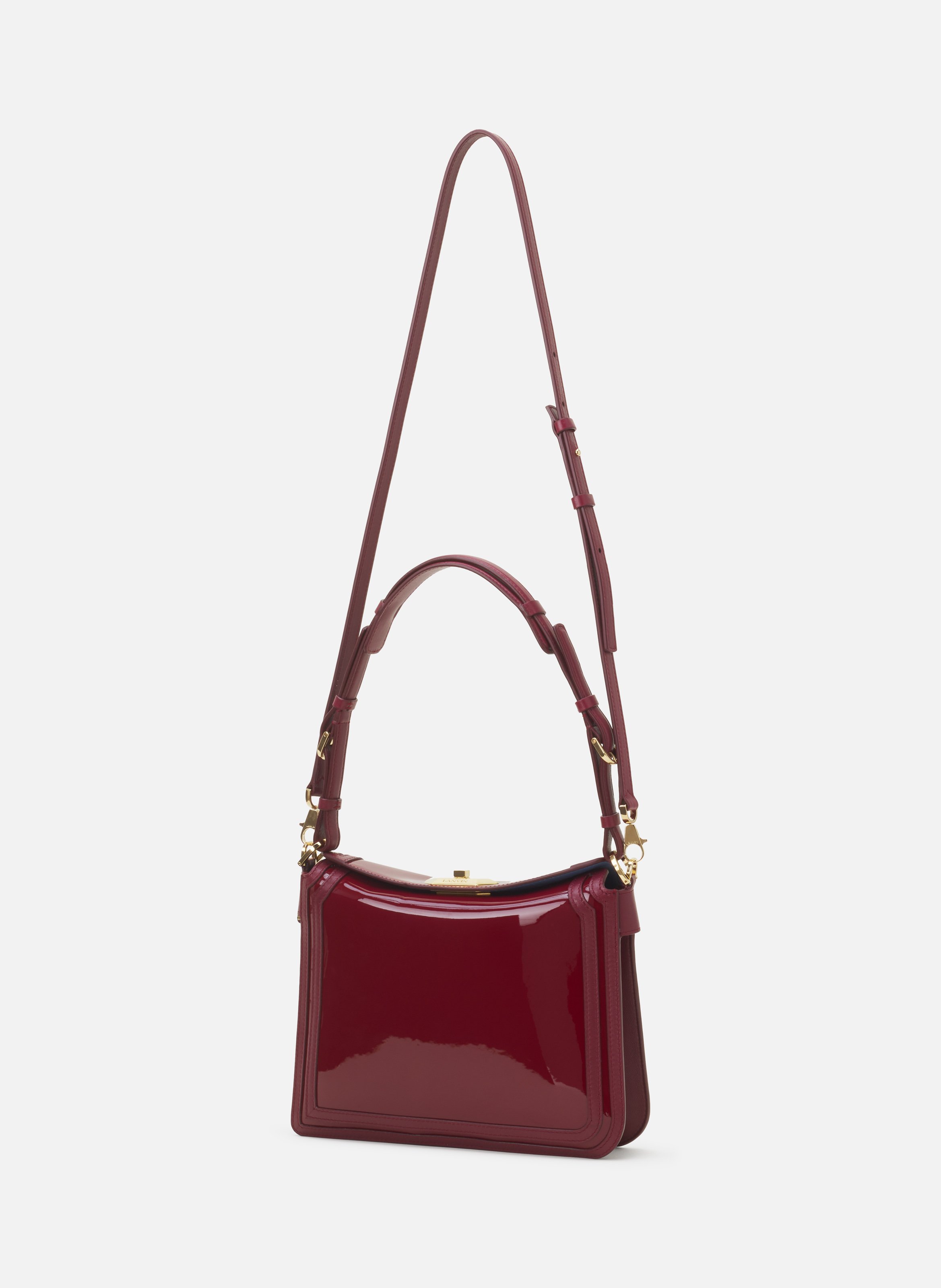 Sac compagnon 20 en cuir vernis LANVIN Rouge
