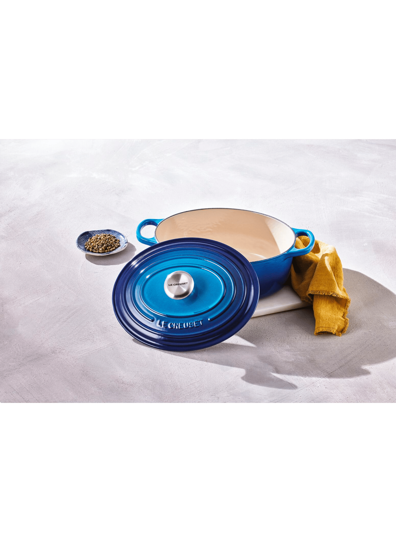 Ovale gusseiserner Schmortopf mit Emaillebeschichtung LE CREUSET Blau