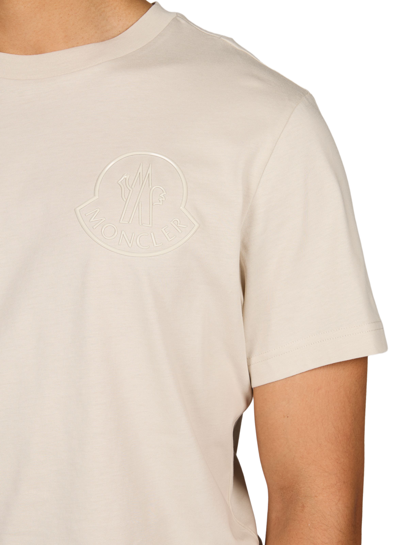 T-shirt met ronde hals en katoenen logo. MONCLER Beige