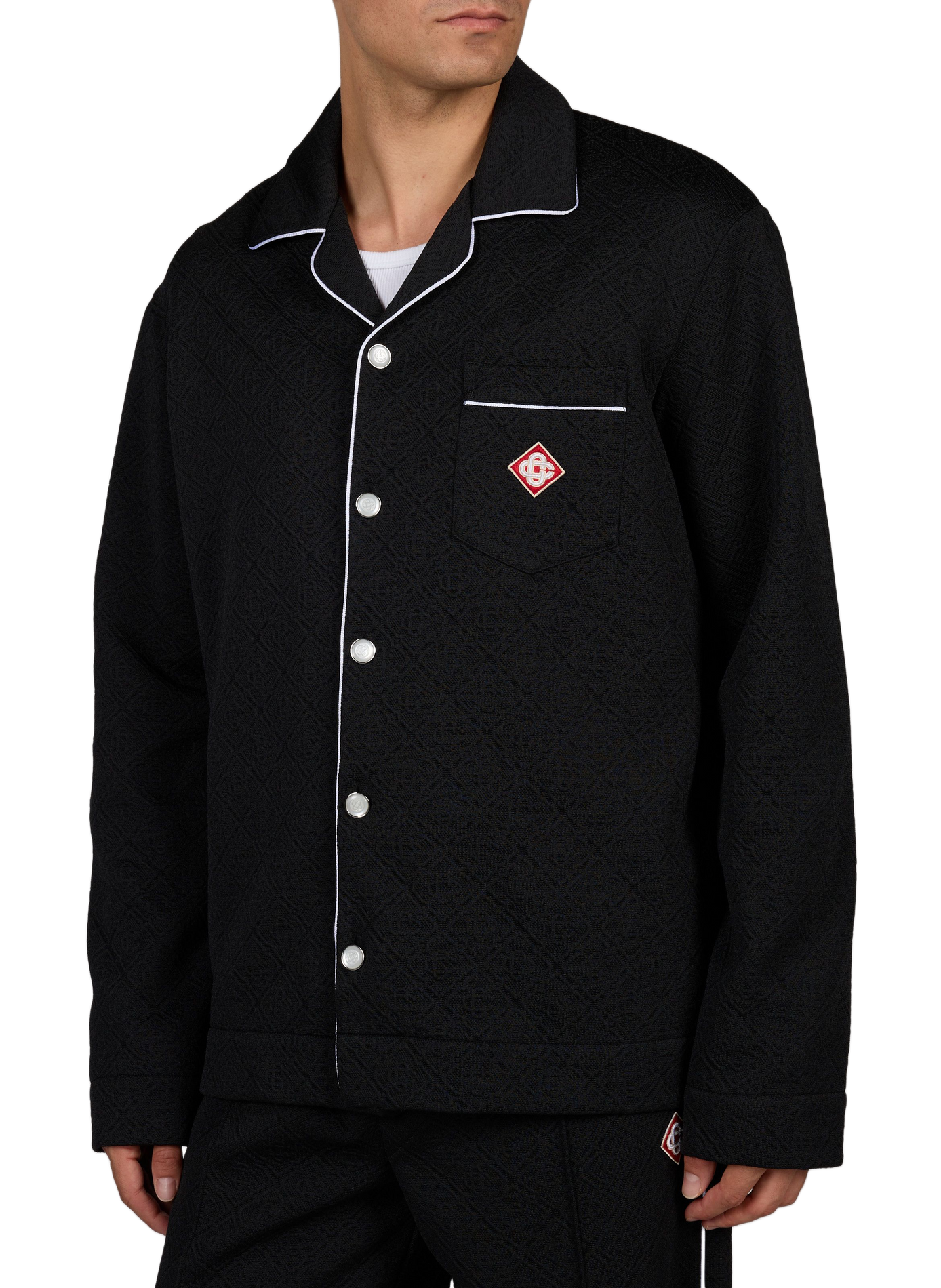 Embroidered jacquard monogram shirt CASABLANCA PARIS Black