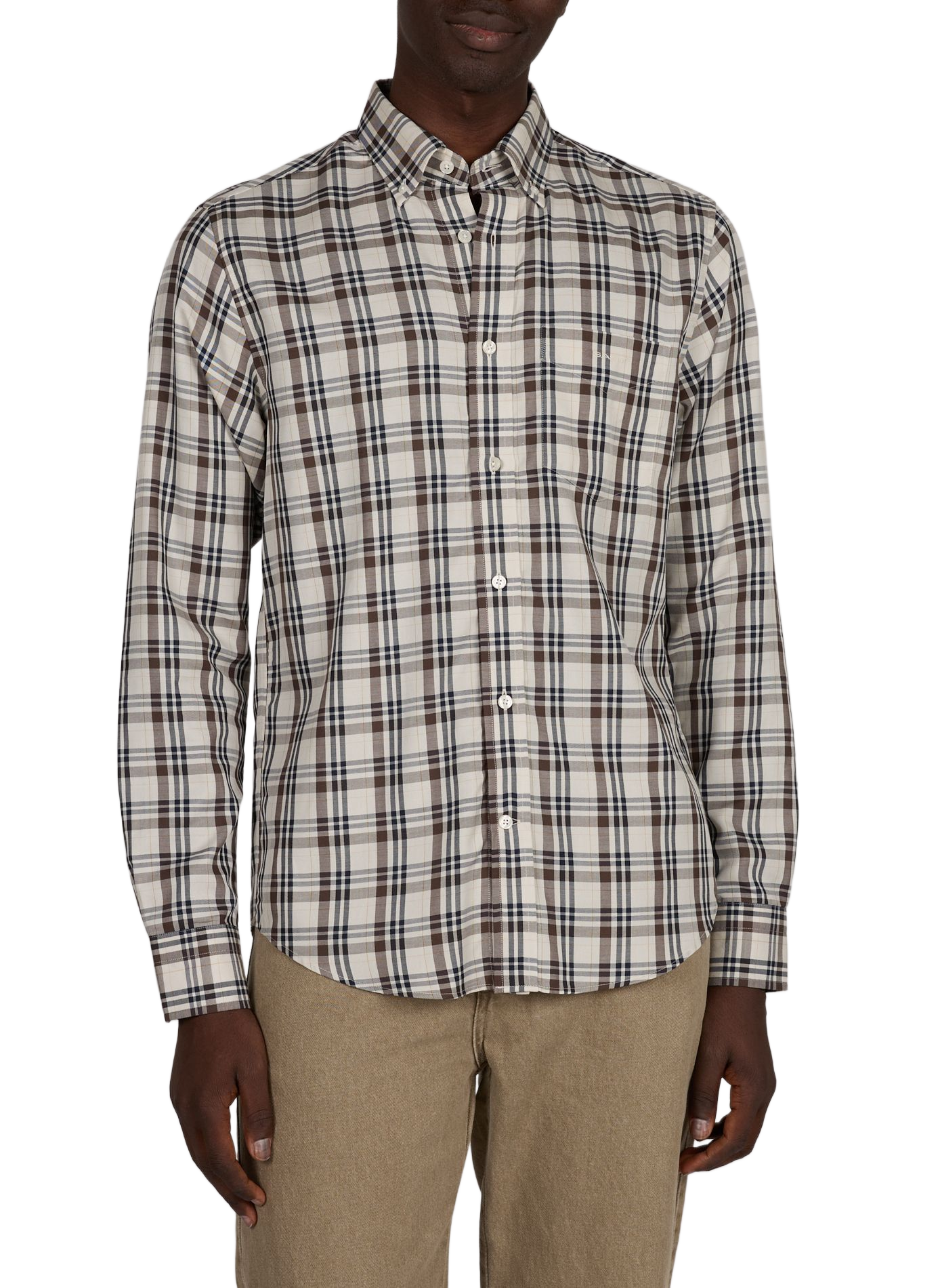 Straight printed shirt with classic collar GANT Brown