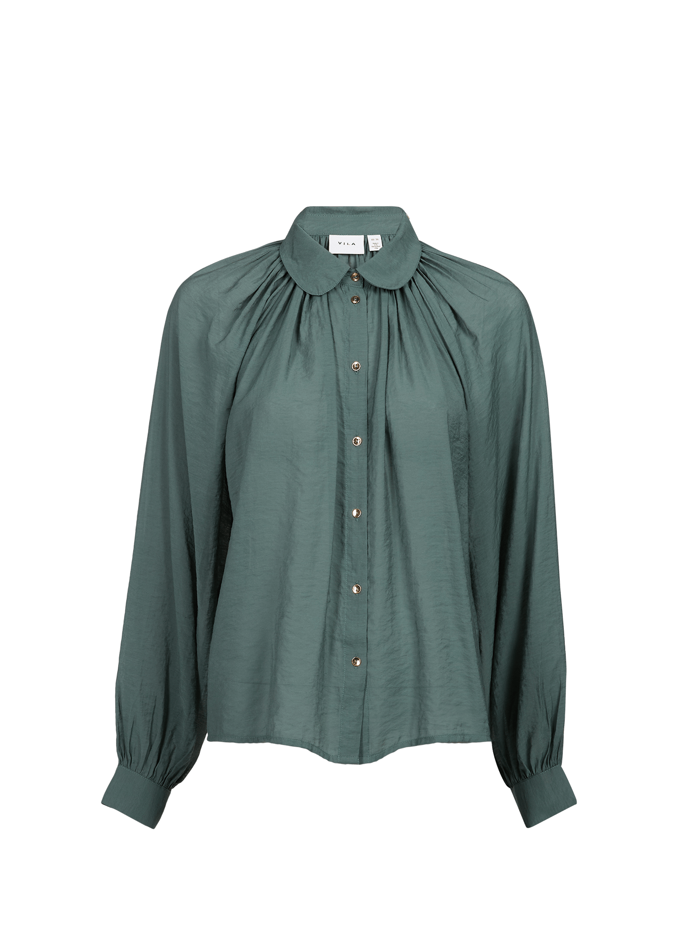Soepelvallende blouse met Peter Pan-kraag VILA Kaki